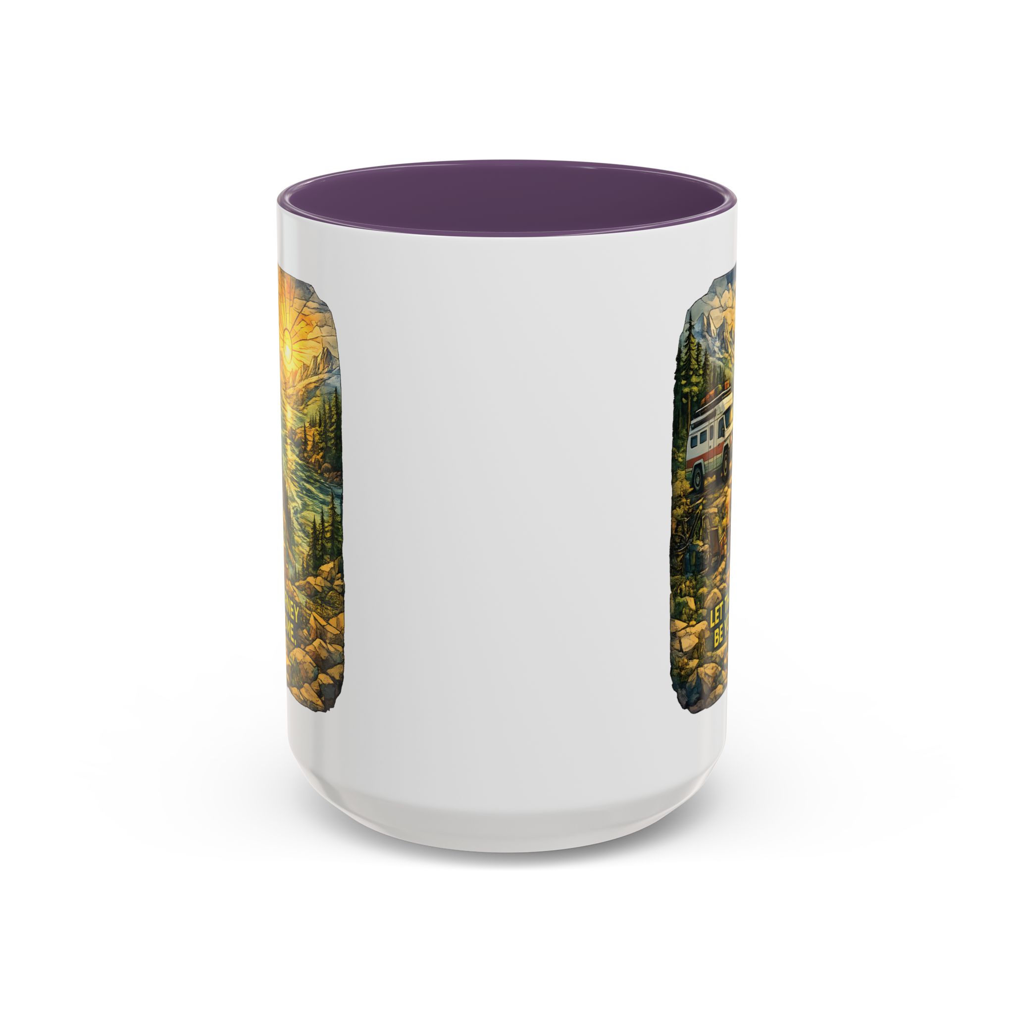Accent Coffee Mug (11, 15oz) — "Let The Journey Be Your Home" Design Cubic-Line