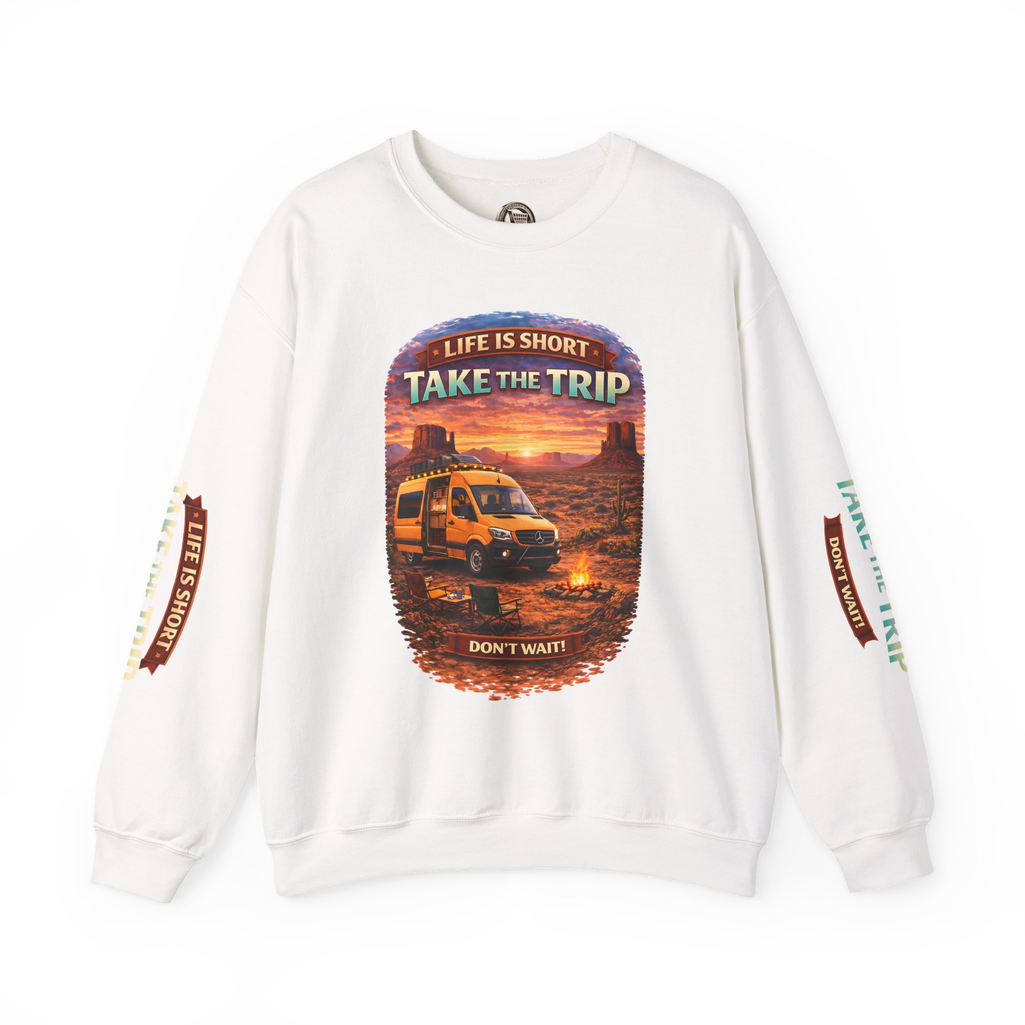 14483537615788095583_2048.jpeg Unisex Heavy Blend™ Crewneck Sweatshirt — "Live Is Short Take The Trip" Design Scenic-Line