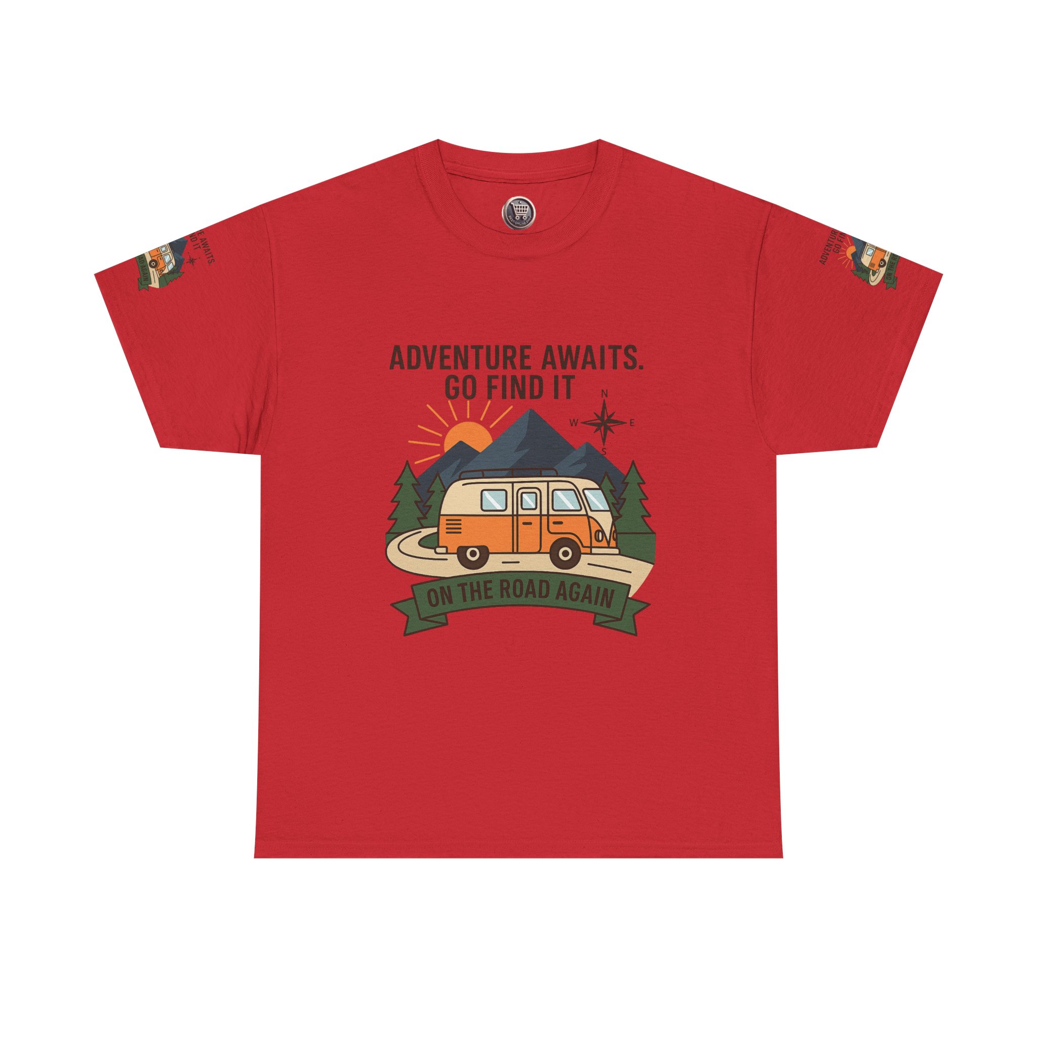 14484990538023721212_2048.jpeg Unisex Heavy Cotton Tee — 'Adventure Awaits. Go Find It' Camper Van T‑Shirt