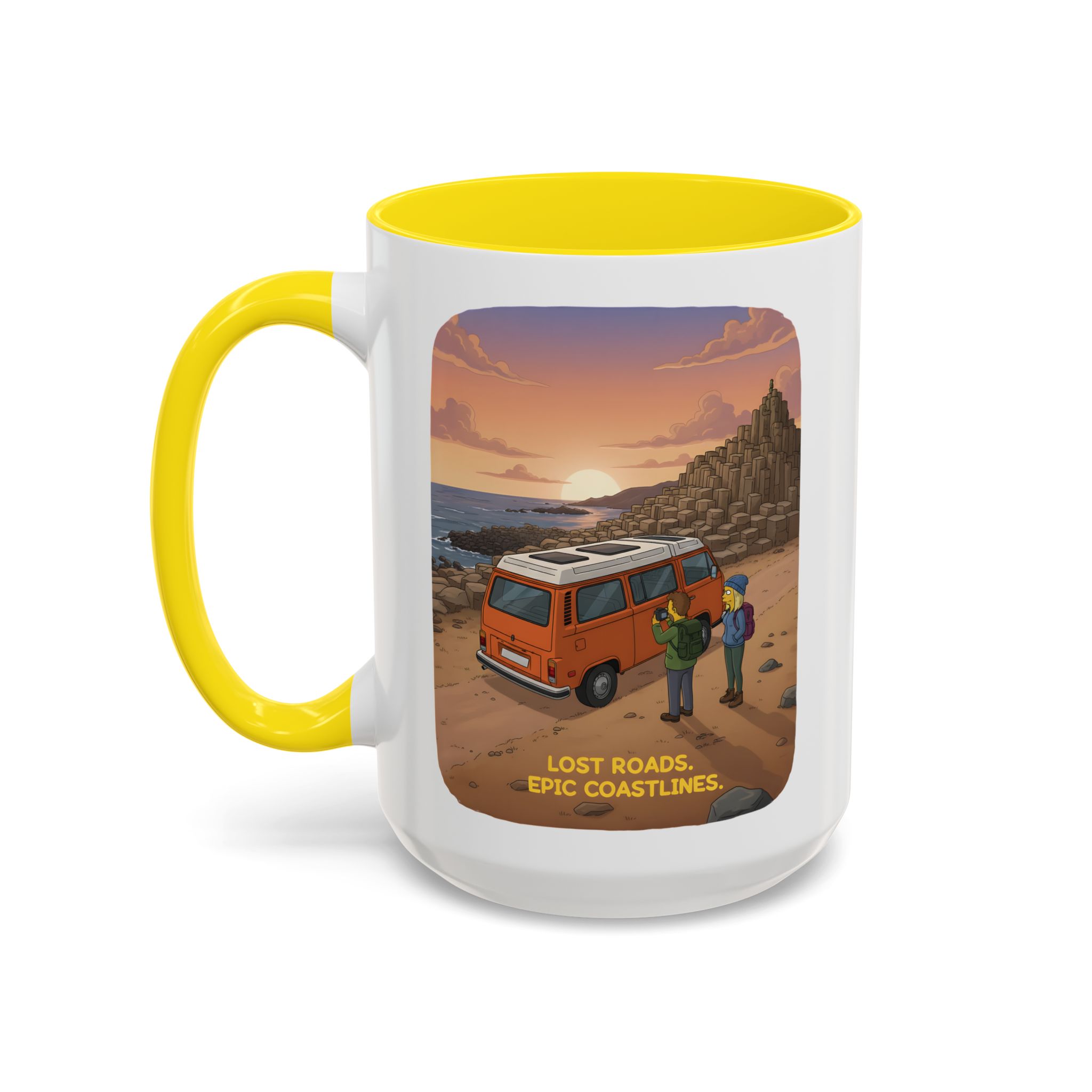 Accent Coffee Mug (11, 15oz) — "Lost Roads Epic Coastlines" Design Sitcom-Line