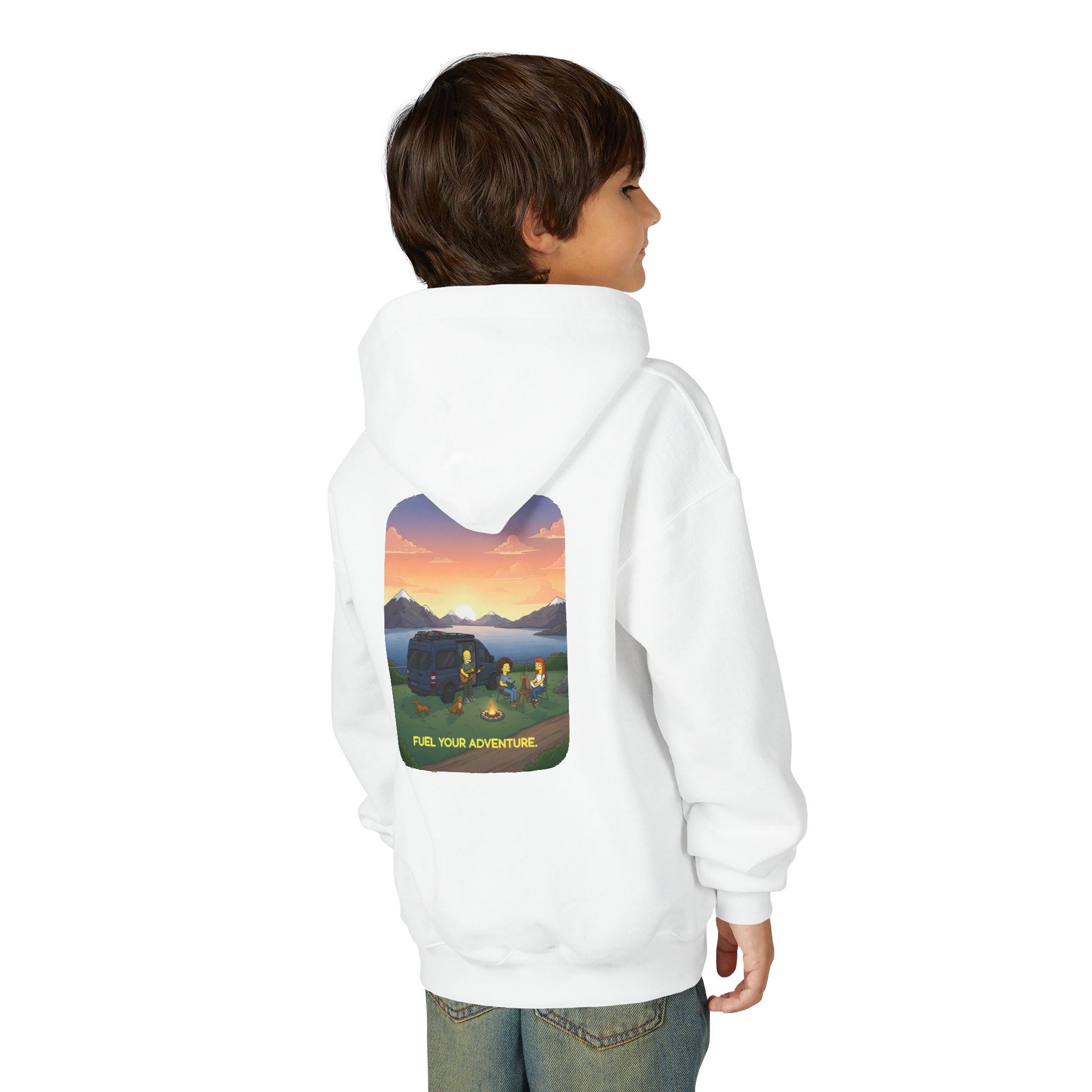 Youth Hoodie(Gildan) – "Fuel Your Adventure" (Design Sitcom-Line)