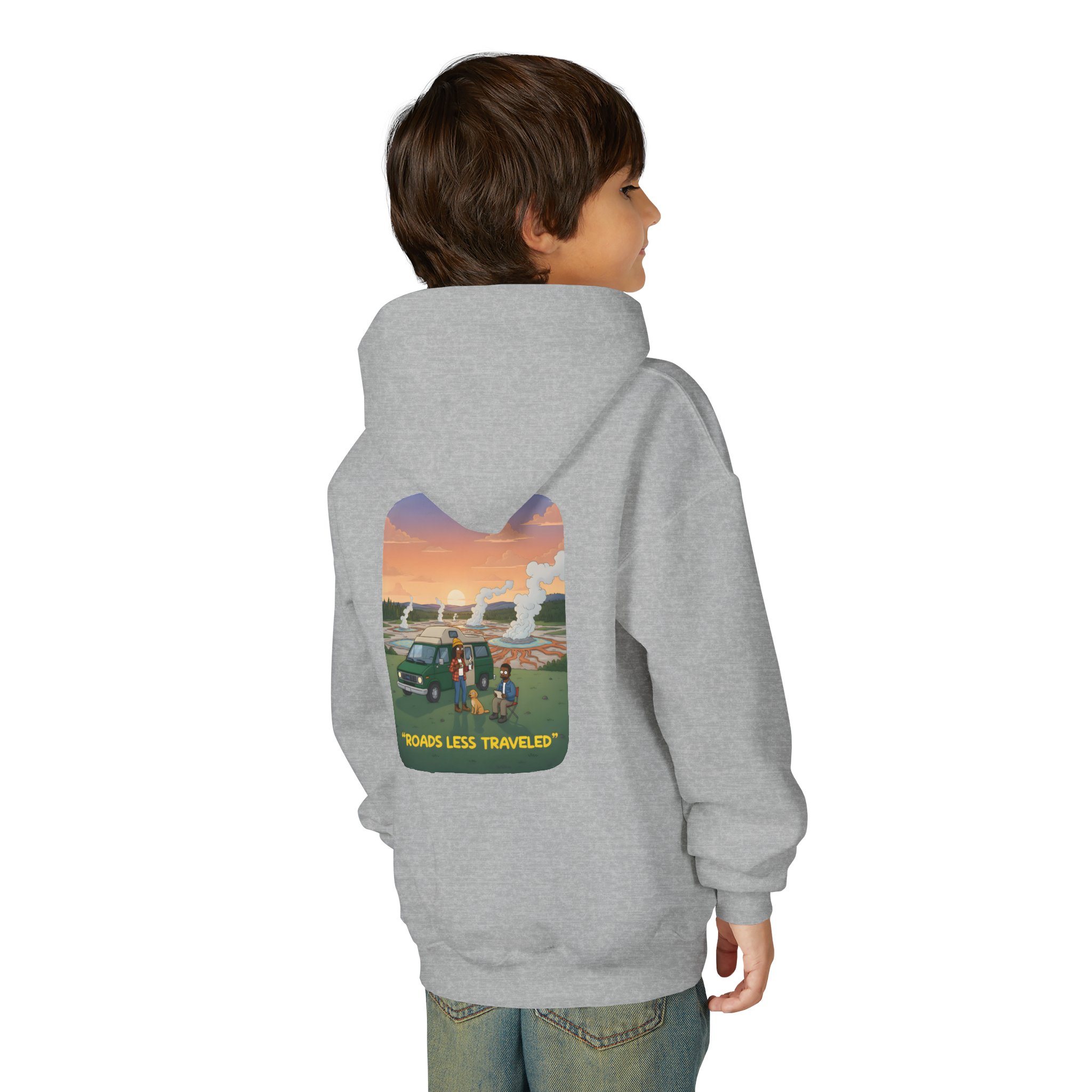 Youth Hoodie(Gildan) – "Roads Less Traveled" (Design Sitcom-Line)