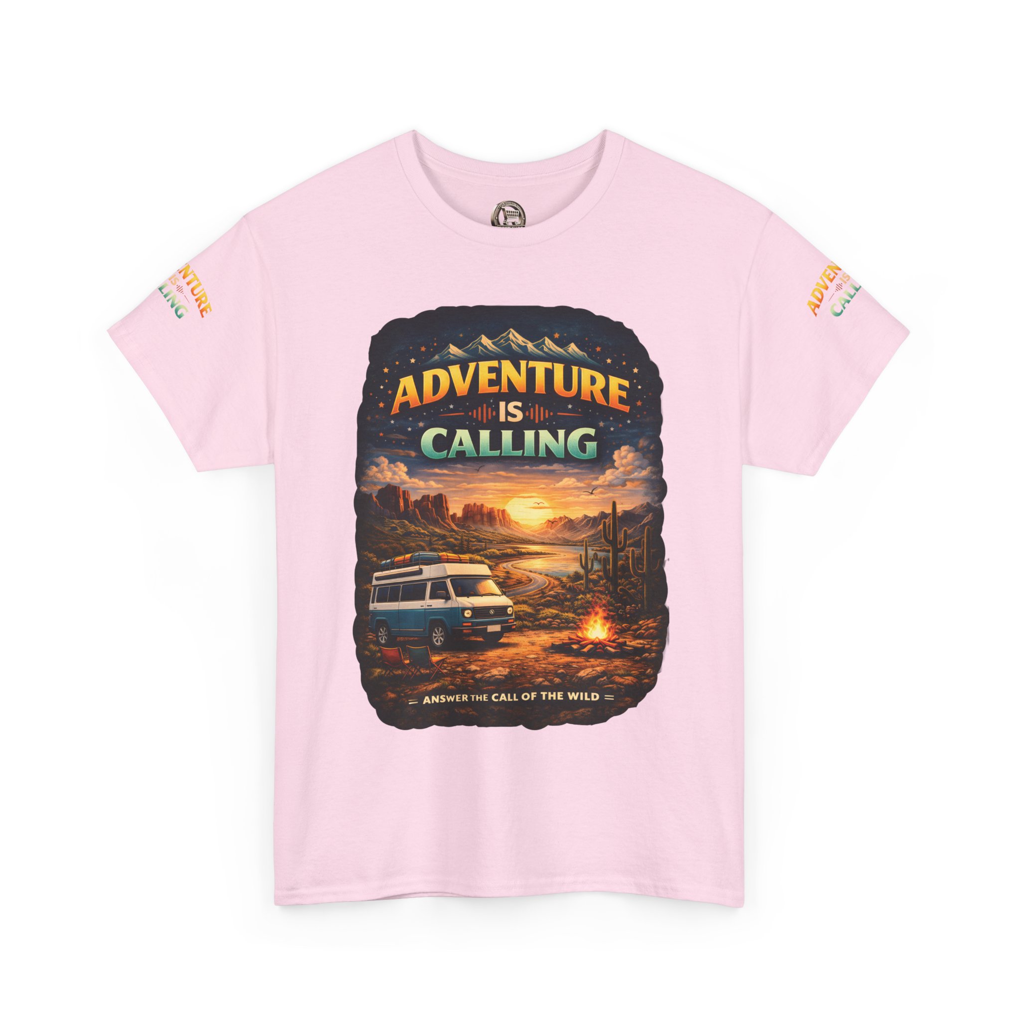 Unisex Heavy Cotton Tee — "Adventure Is Calling" Design Scenic-Line