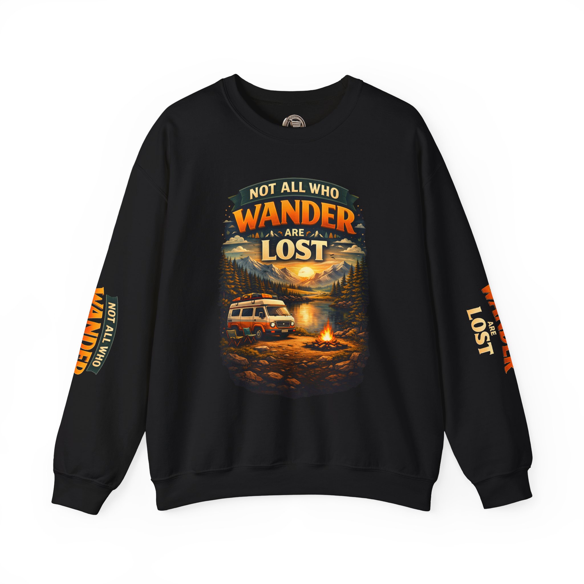 Unisex Heavy Blend™ Crewneck Sweatshirt — "Not All Who Wander Are Lost" Design Scenic-Line