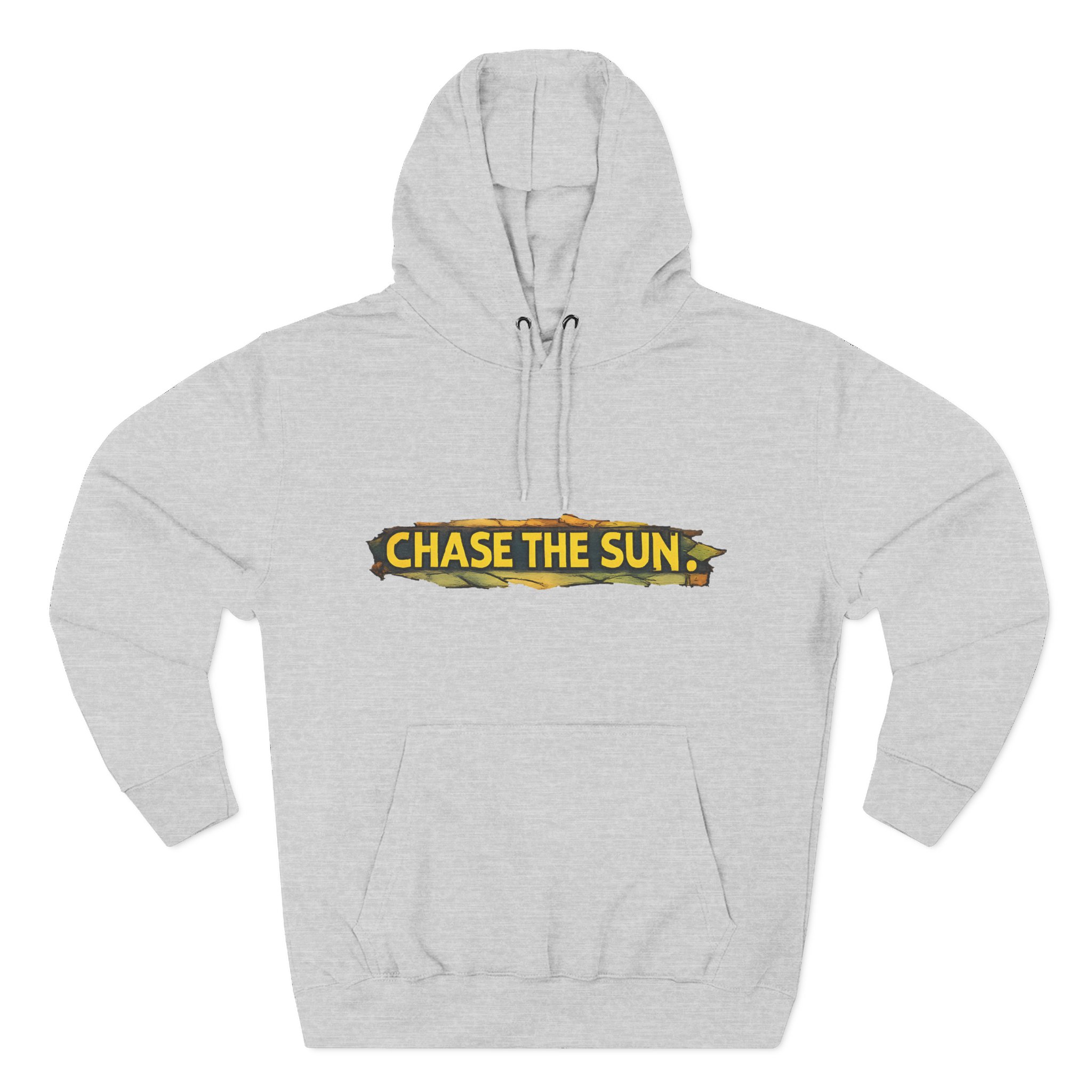 Three-Panel Fleece Hoodie - "Chase The Sun" Design Cubic-Line