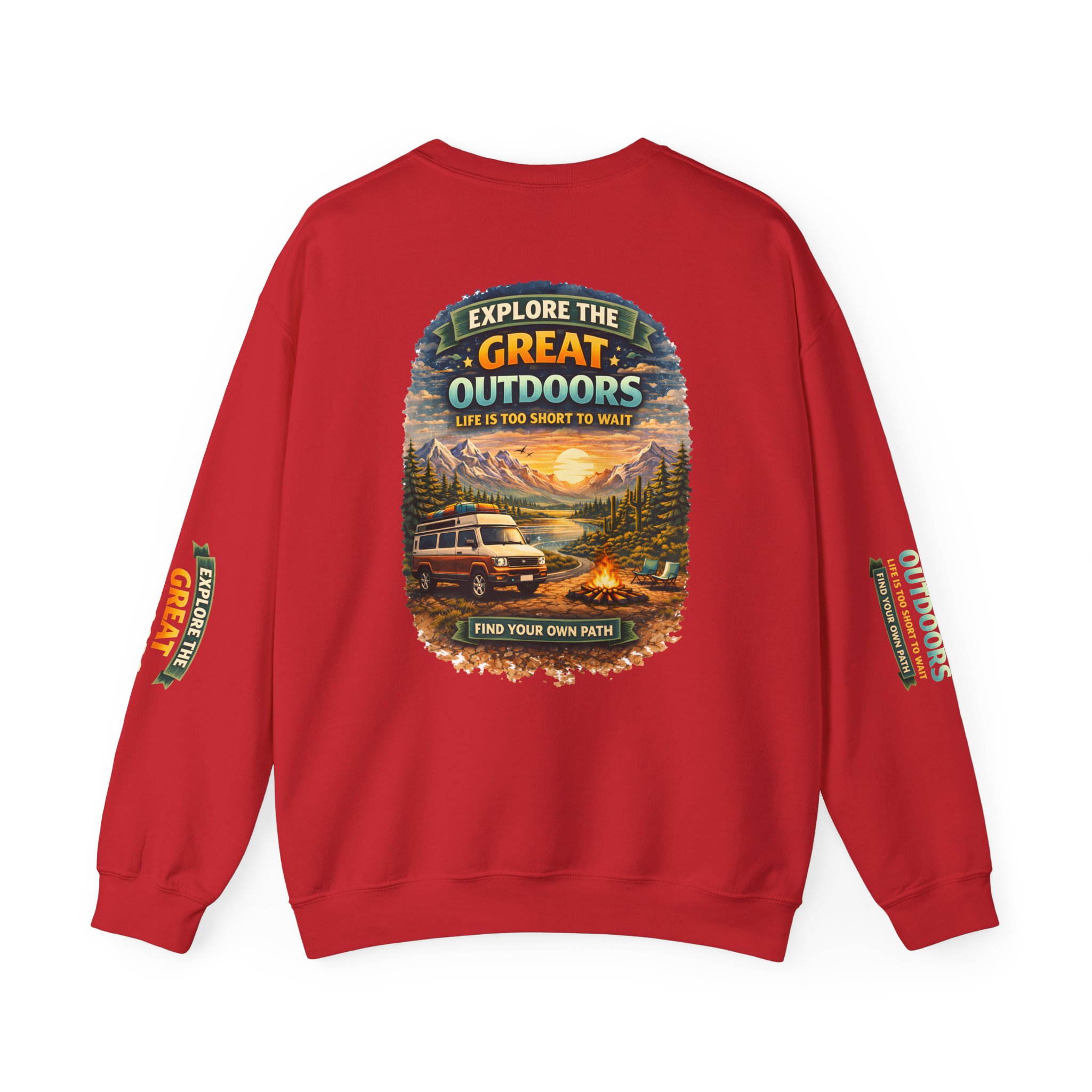 Unisex Heavy Blend™ Crewneck Sweatshirt — "Explore The Great Outdoors" Design Scenic-Line
