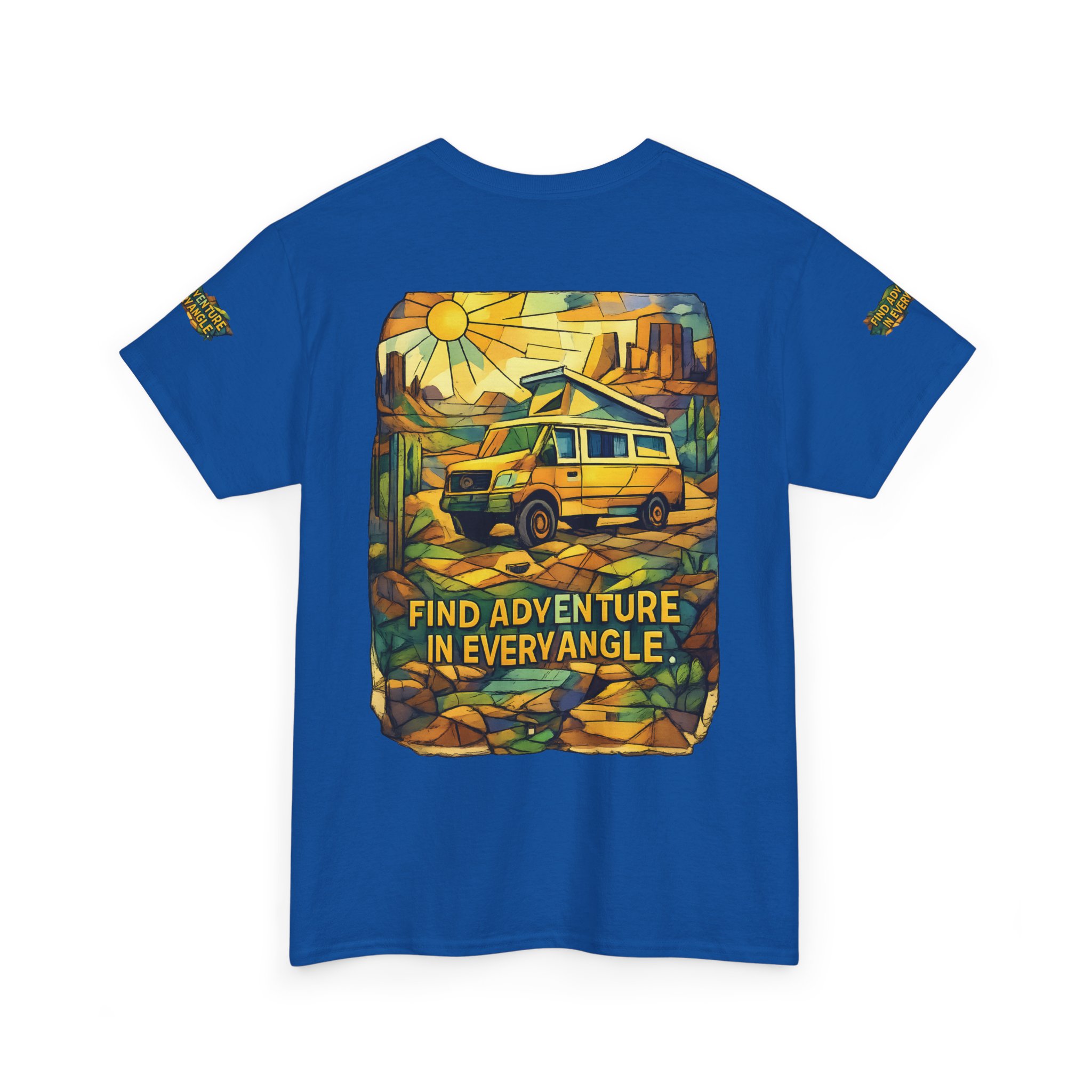 Unisex Heavy Cotton Tee — "Find Adventure In Every Corner" Design Cubic-Line