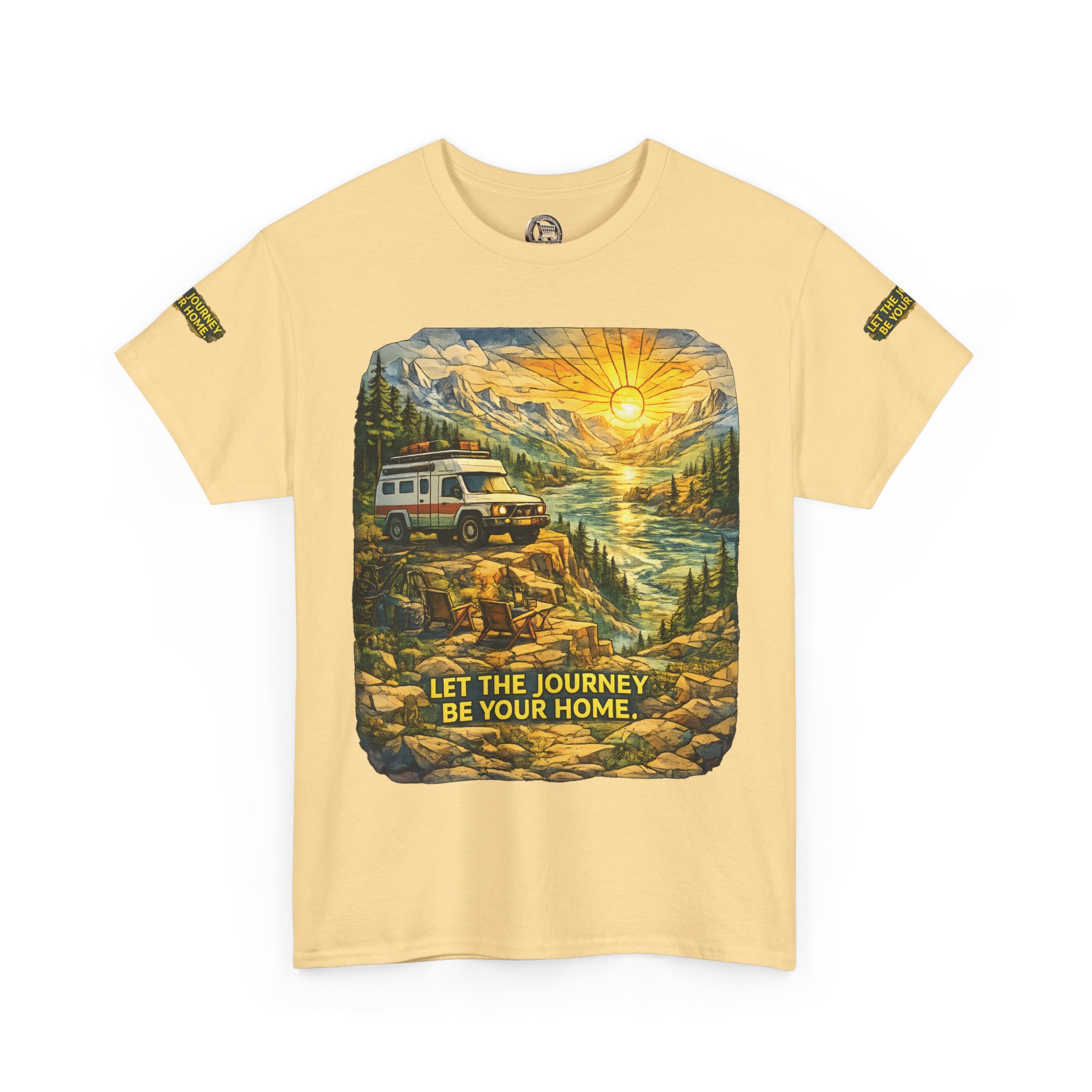 14504159539103996039_2048.jpeg Unisex Heavy Cotton Tee — "Let The Journey Be Your Home" Design Cubic-Line