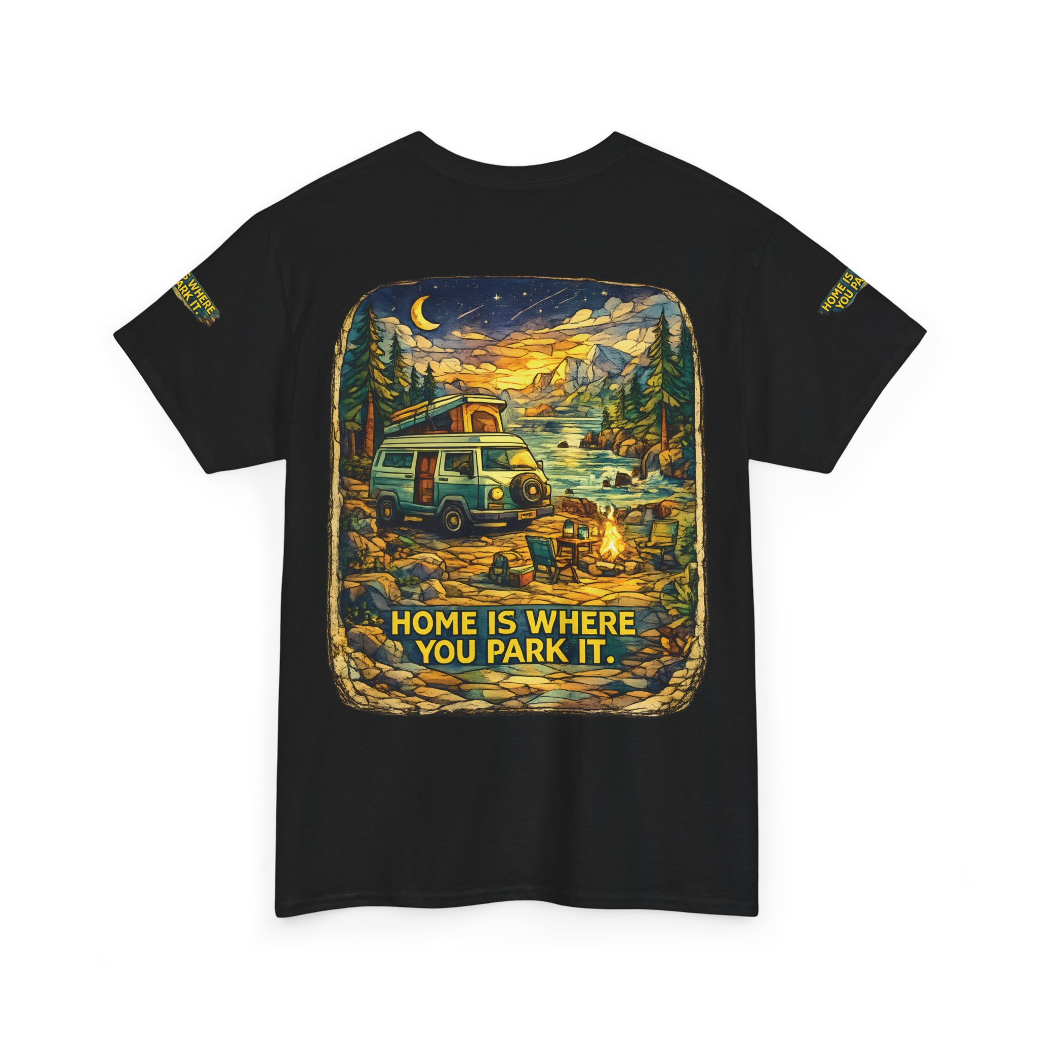Unisex Heavy Cotton Tee — "Home Is Where You Park It" Design Cubic-Line