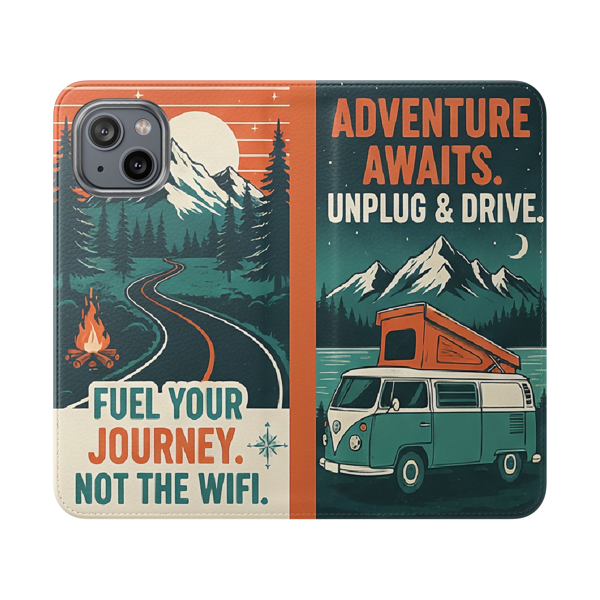 Flip Phone Case — "Adventure Awaits, Fuel Your Journey, Not the WiFi" Wallet Cover