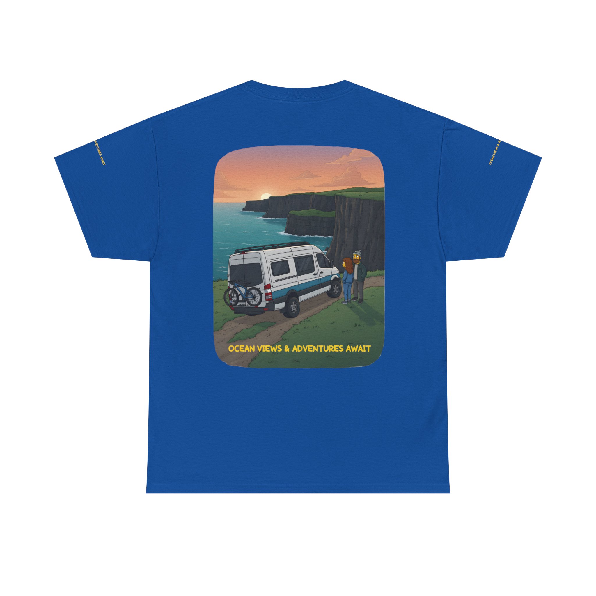 Unisex Heavy Cotton Tee — "Ocean Views-Adventures Awaits" Design Sitcom-Line