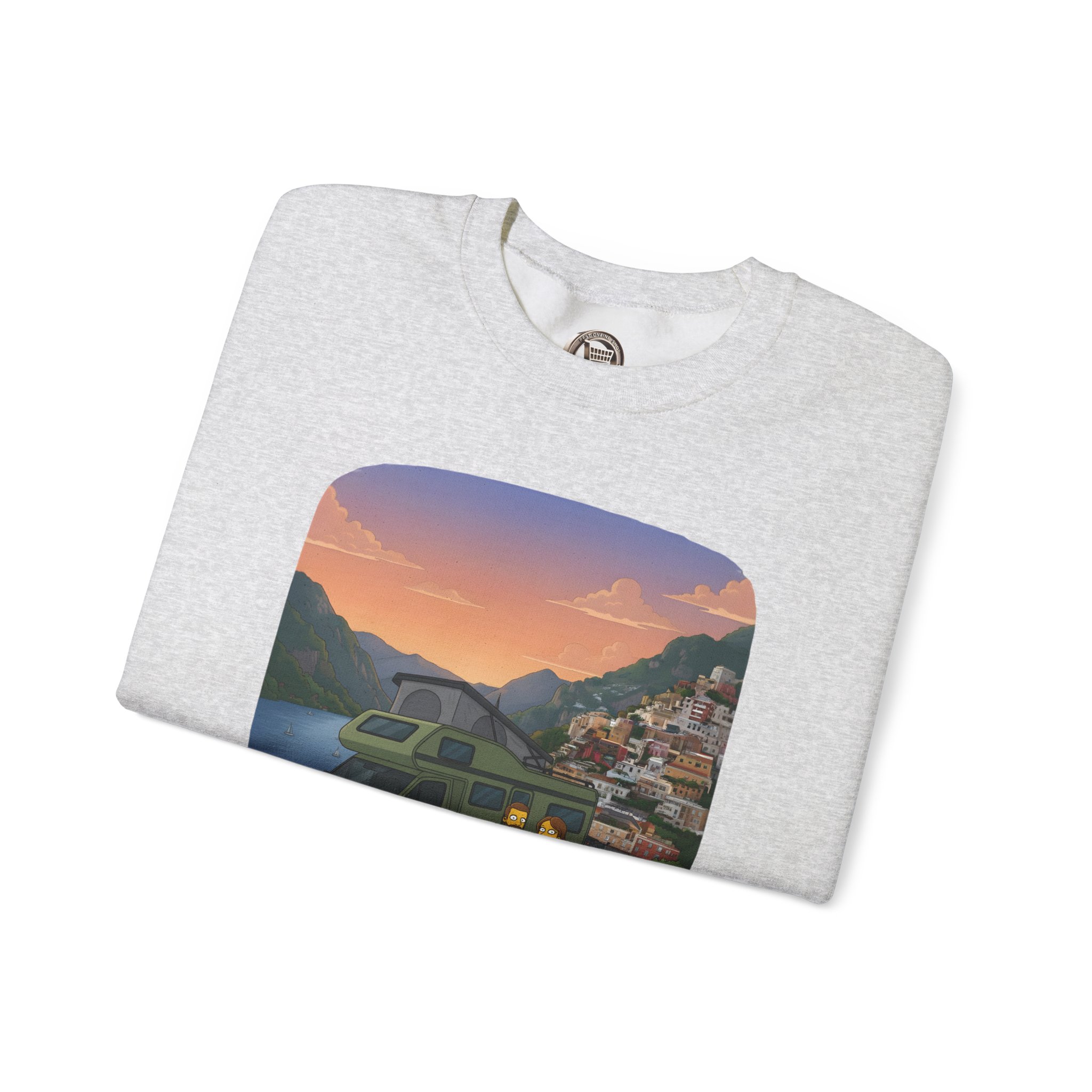 Unisex Heavy Blend™ Crewneck Sweatshirt — "Mountain Air And Alpine Adventure"" Design Sitcom-Line