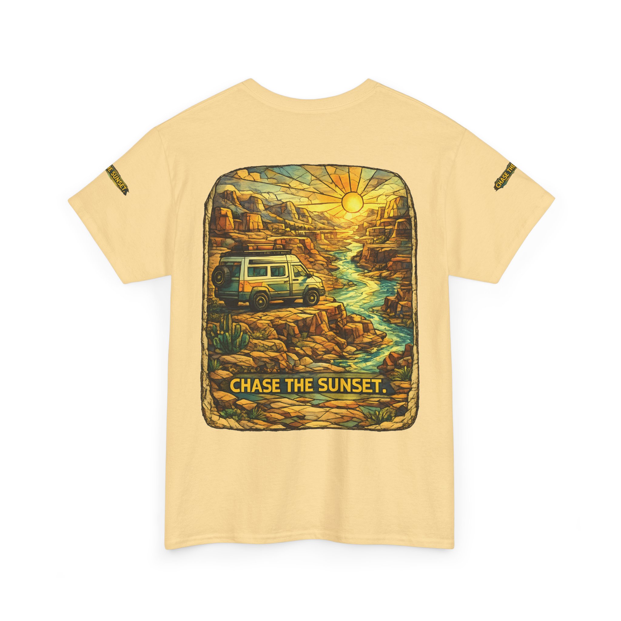 145195020405105438_2048.jpeg Unisex Heavy Cotton Tee — "Chase The Sunset" Design Cubic-Line