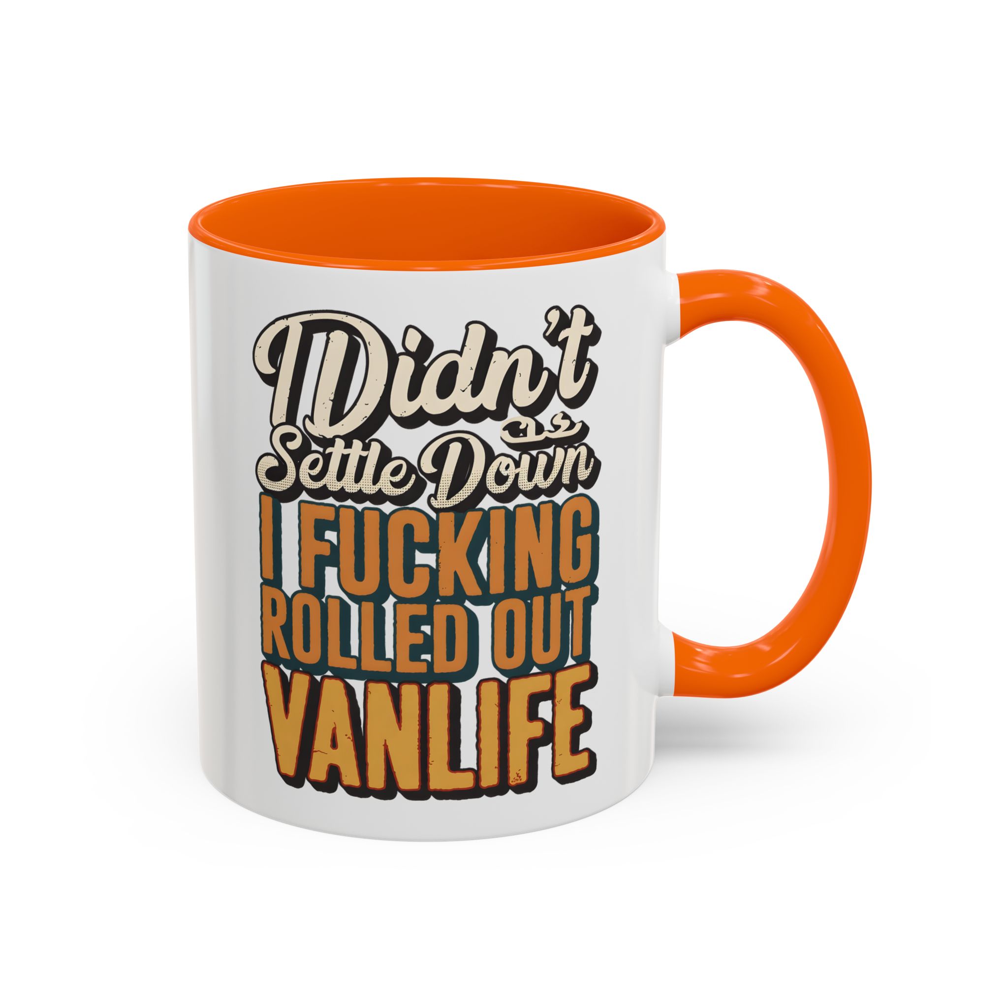 Accent Coffee Mug (11, 15oz) — "Dind´t Settle Down" Design F**K-Line