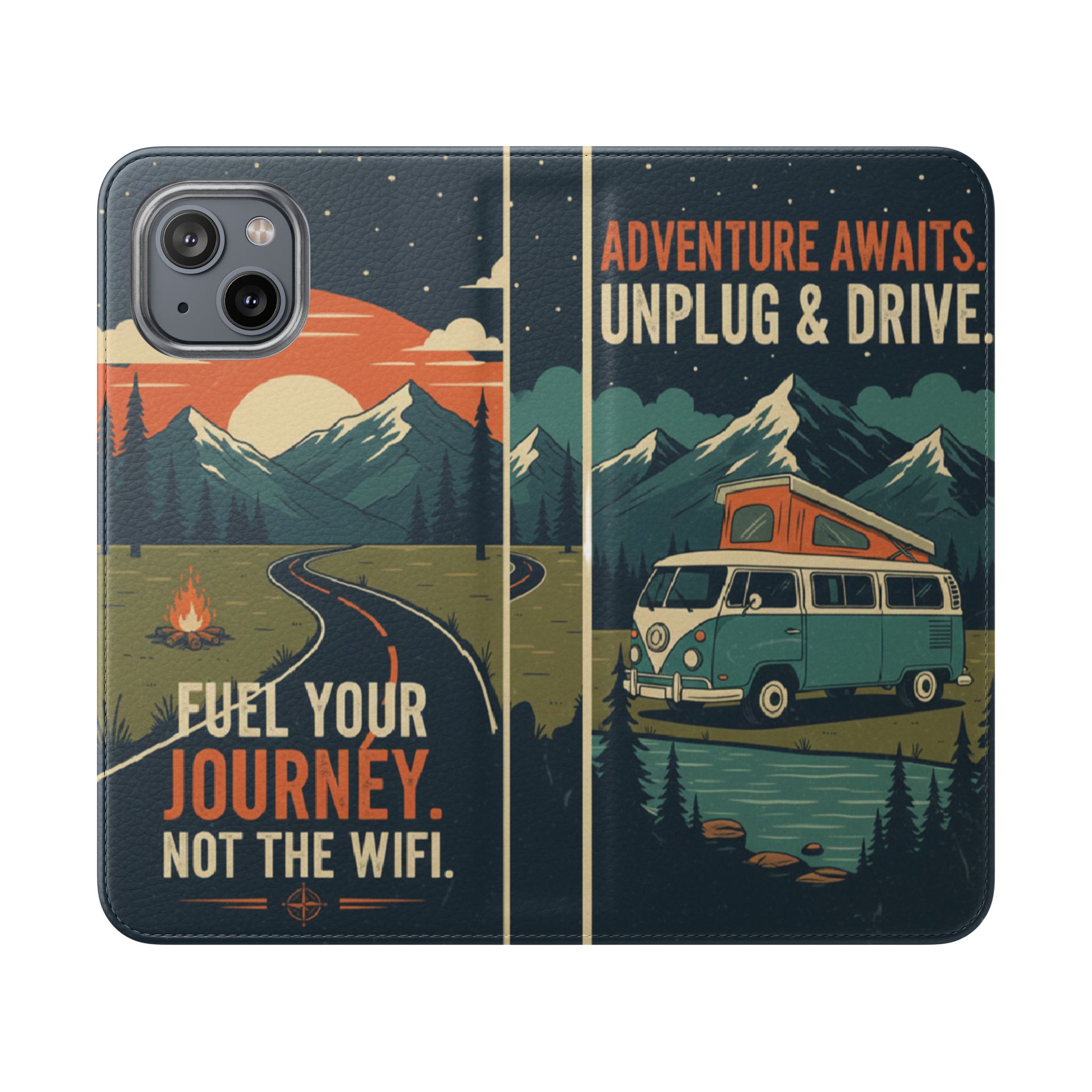 Flip Phone Case — "Fuel Your Journey, Not the Wifi" Wallet Cover