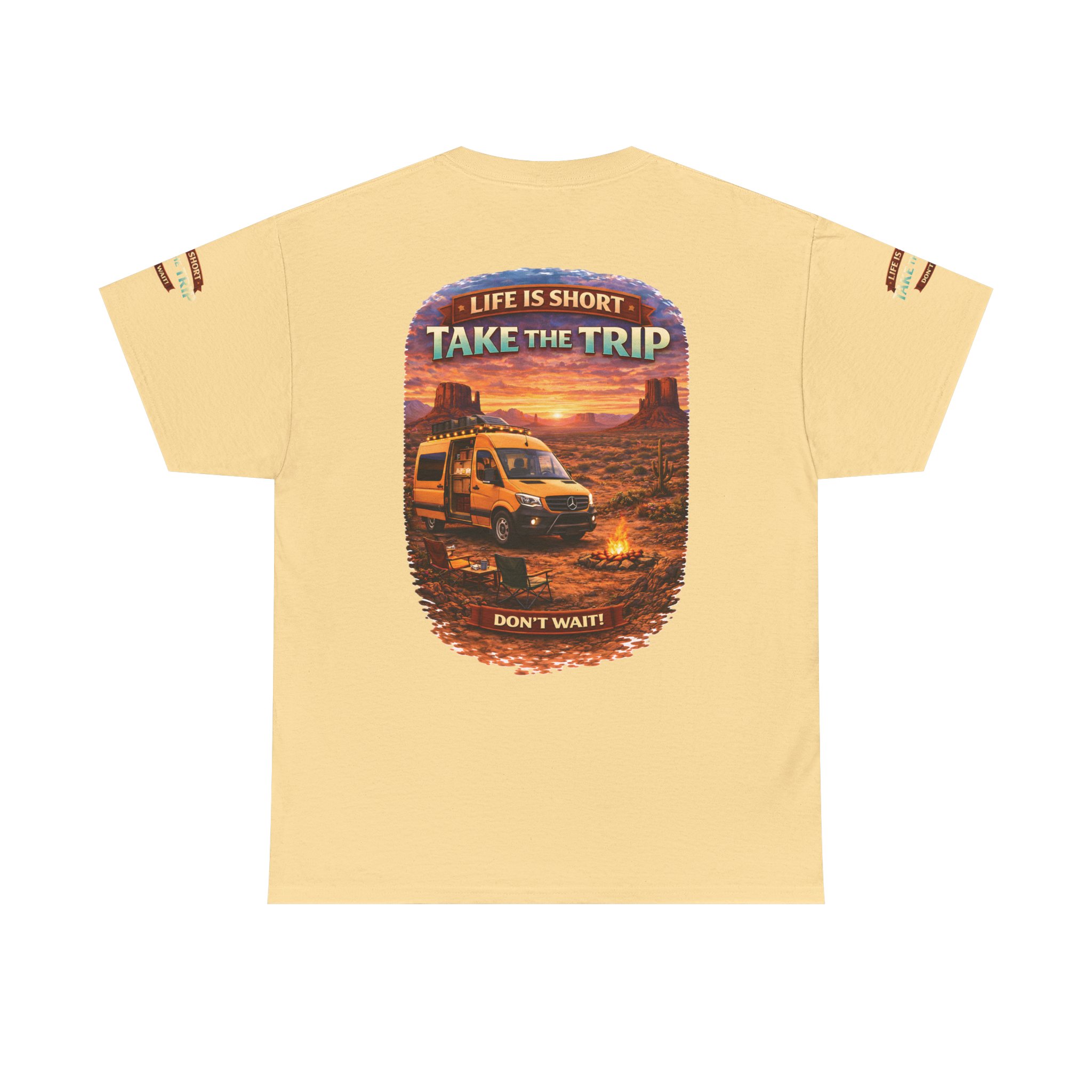 Unisex Heavy Cotton Tee — "Life Is To Short-Take The Trip" Design Scenic-Line