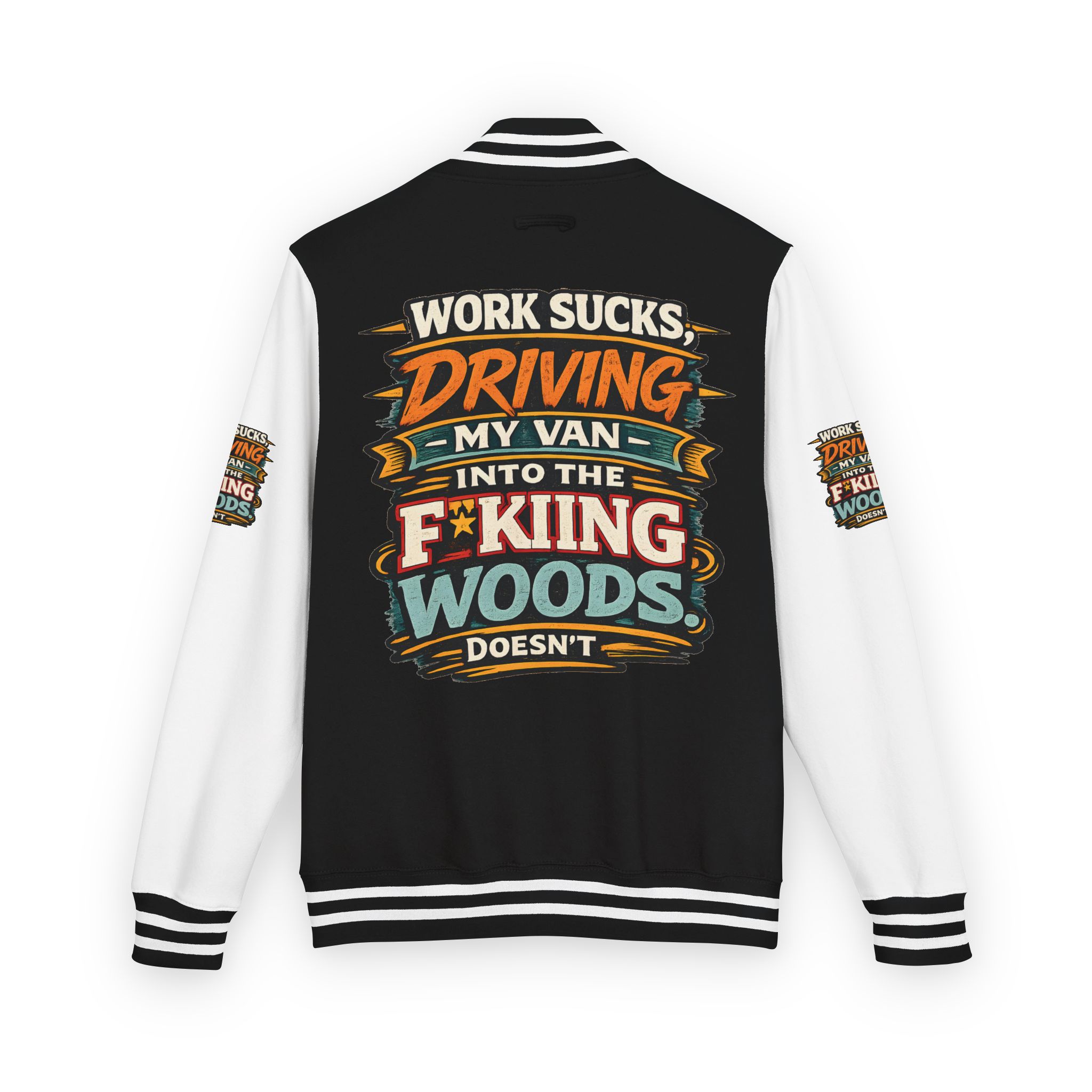 Unisex Heavyweight Letterman Jacket — "Work Sucks" Design F**K-Line