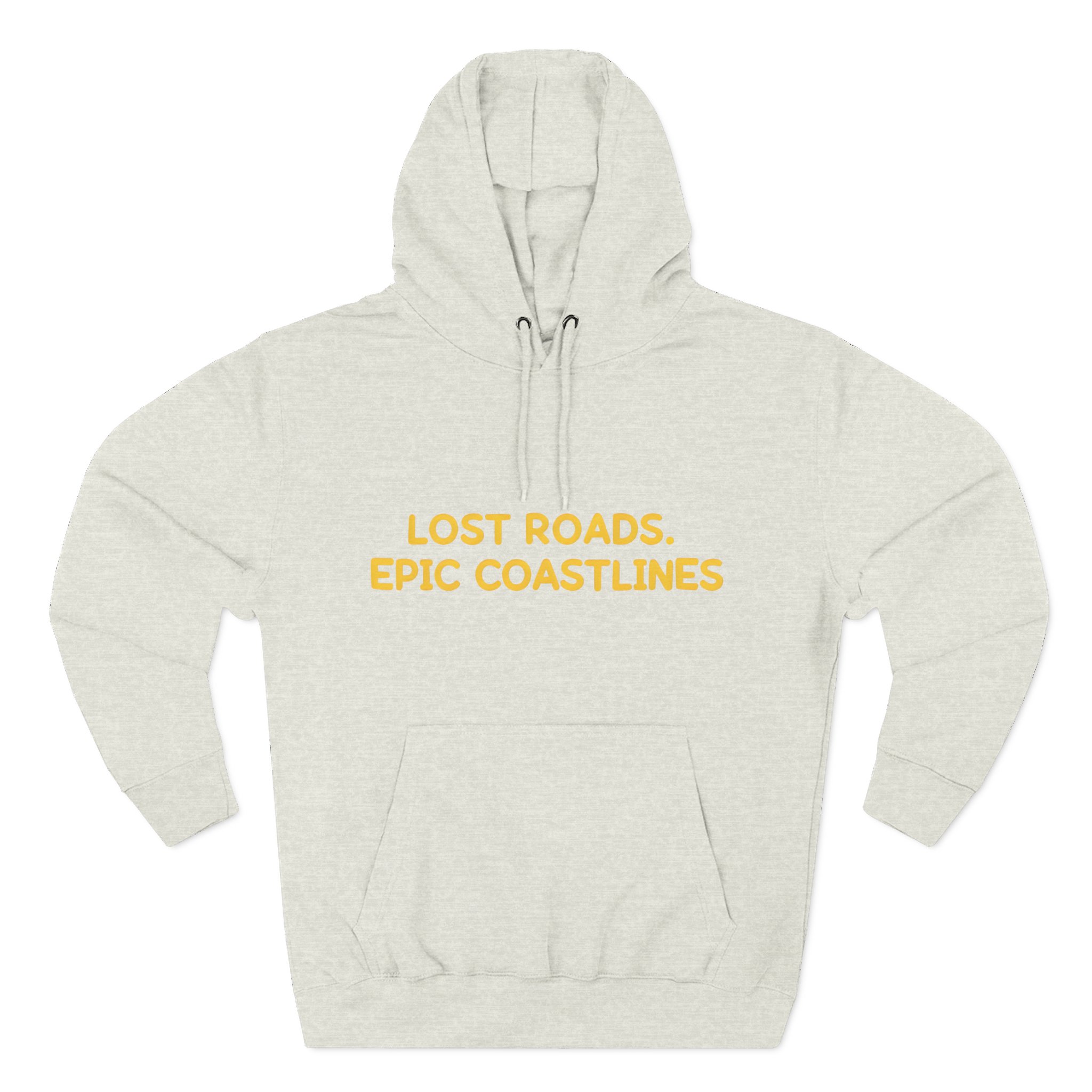 Three-Panel Fleece Hoodie - "Lost Roads Epic Coastlines" Design Sitcom-Line