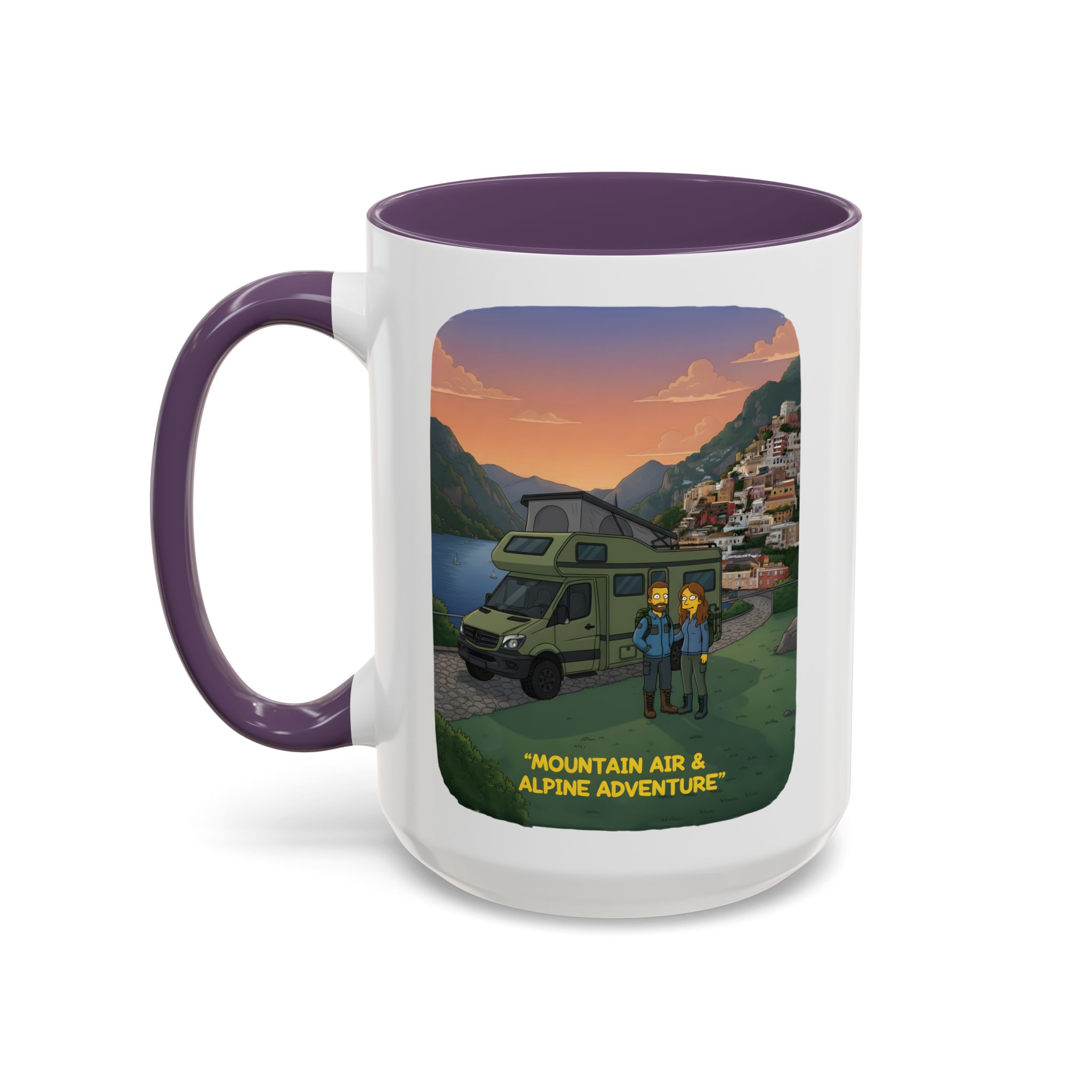 Accent Coffee Mug (11, 15oz) — "Mountain Air And Alpine Adventure"" Design Sitcom-Line