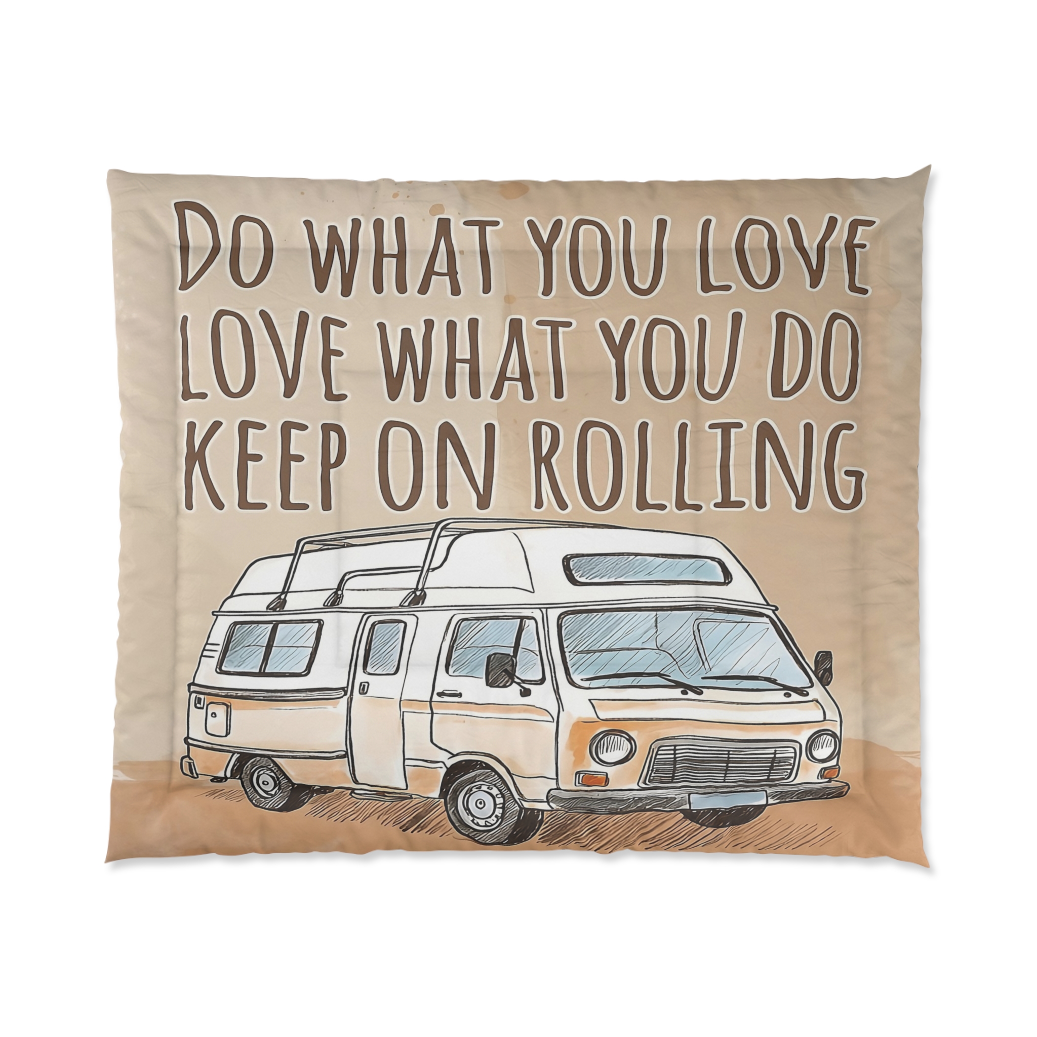Comforter - 'Do What You Love, Keep On Rolling' Vintage Camper Comforter