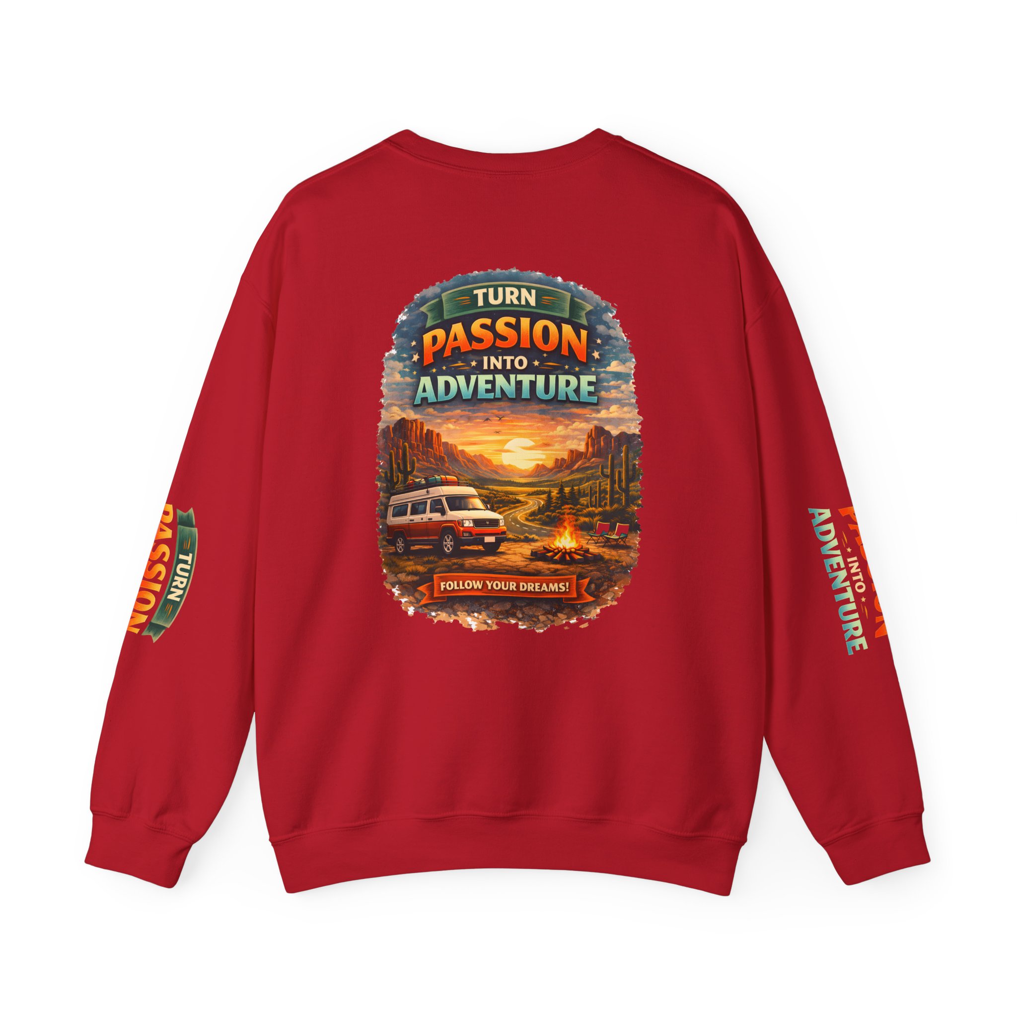 Unisex Heavy Blend™ Crewneck Sweatshirt — "Turn Passion Into Adventure" Design Scenic-Line