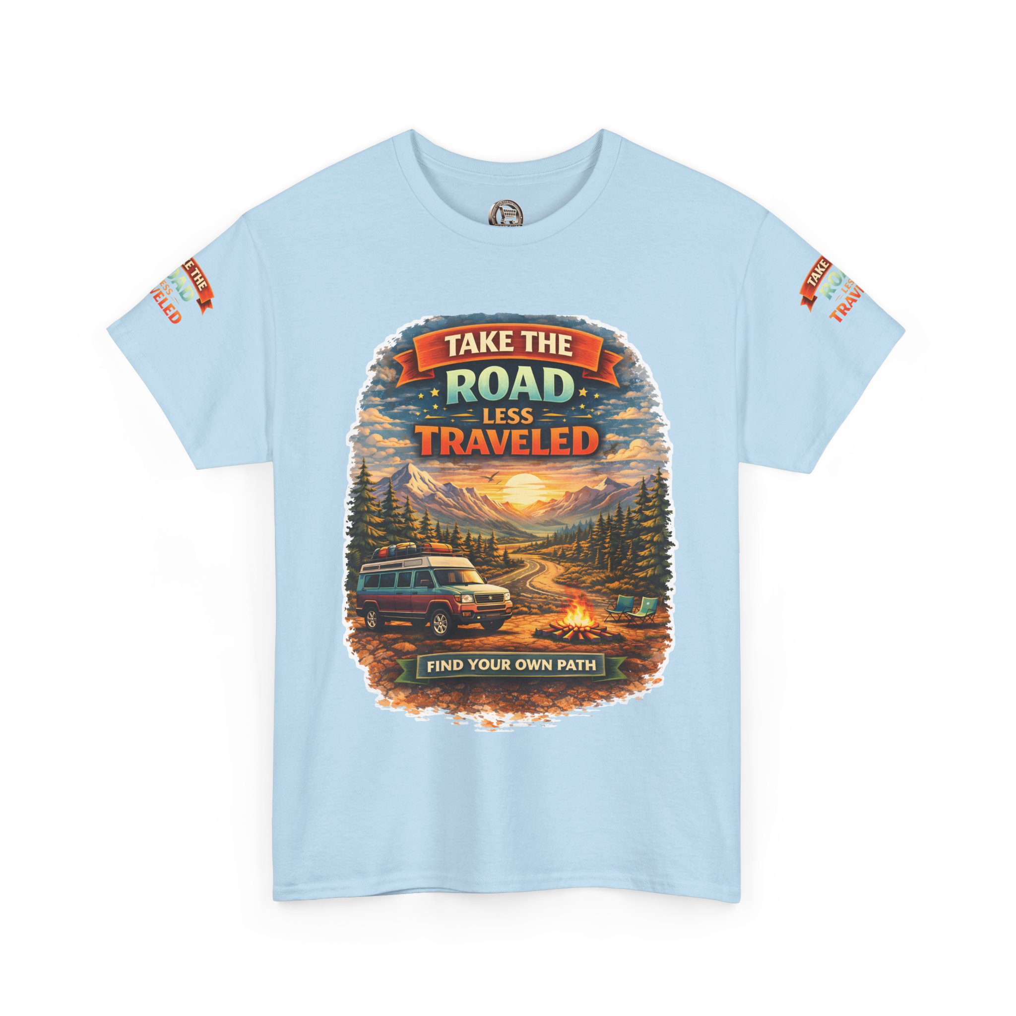 Unisex Heavy Cotton Tee — "Take The Road Less Traveled" Design Scenic-Line
