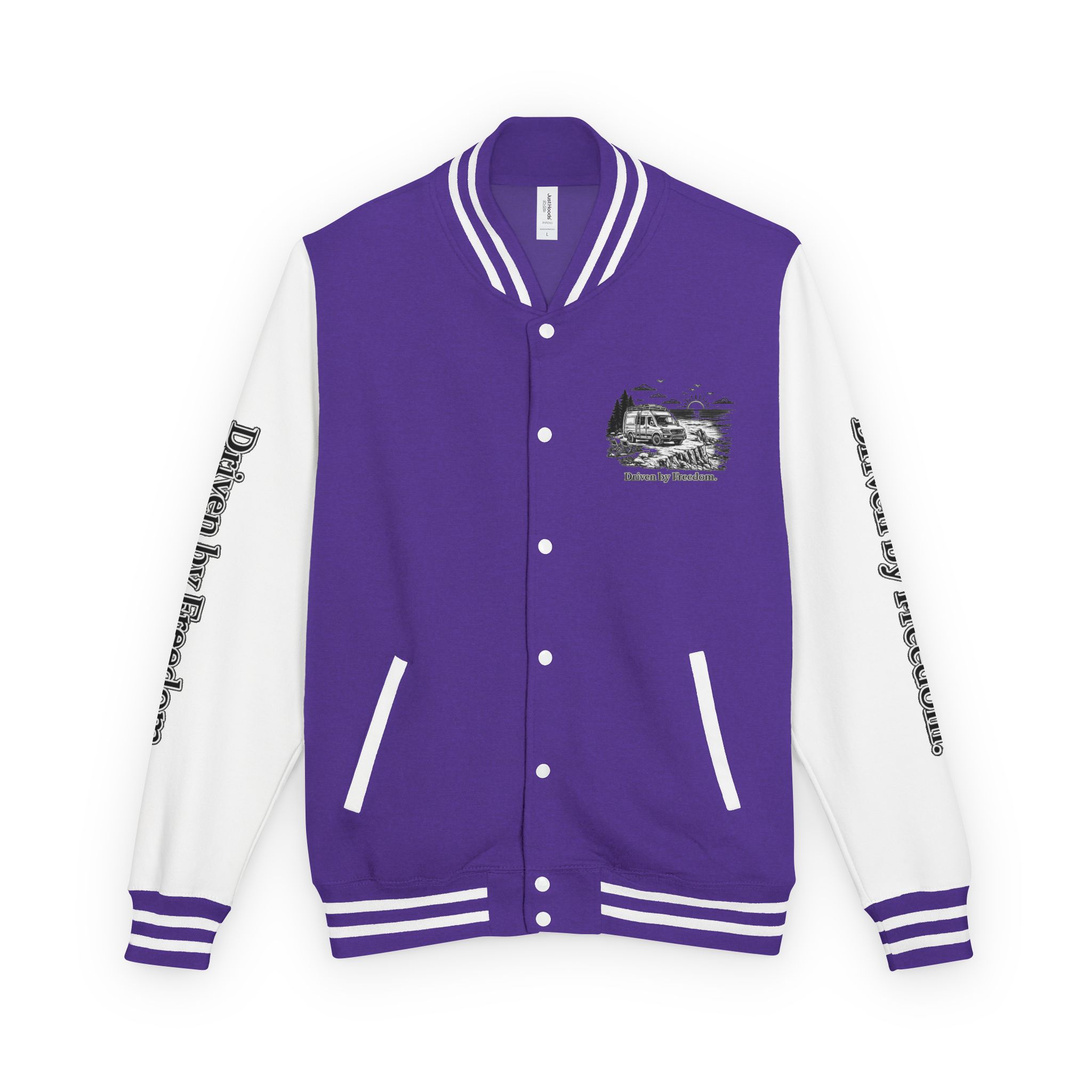 Unisex Heavyweight Letterman Jacket — "Driven By freedom" Travel Varsity Coat