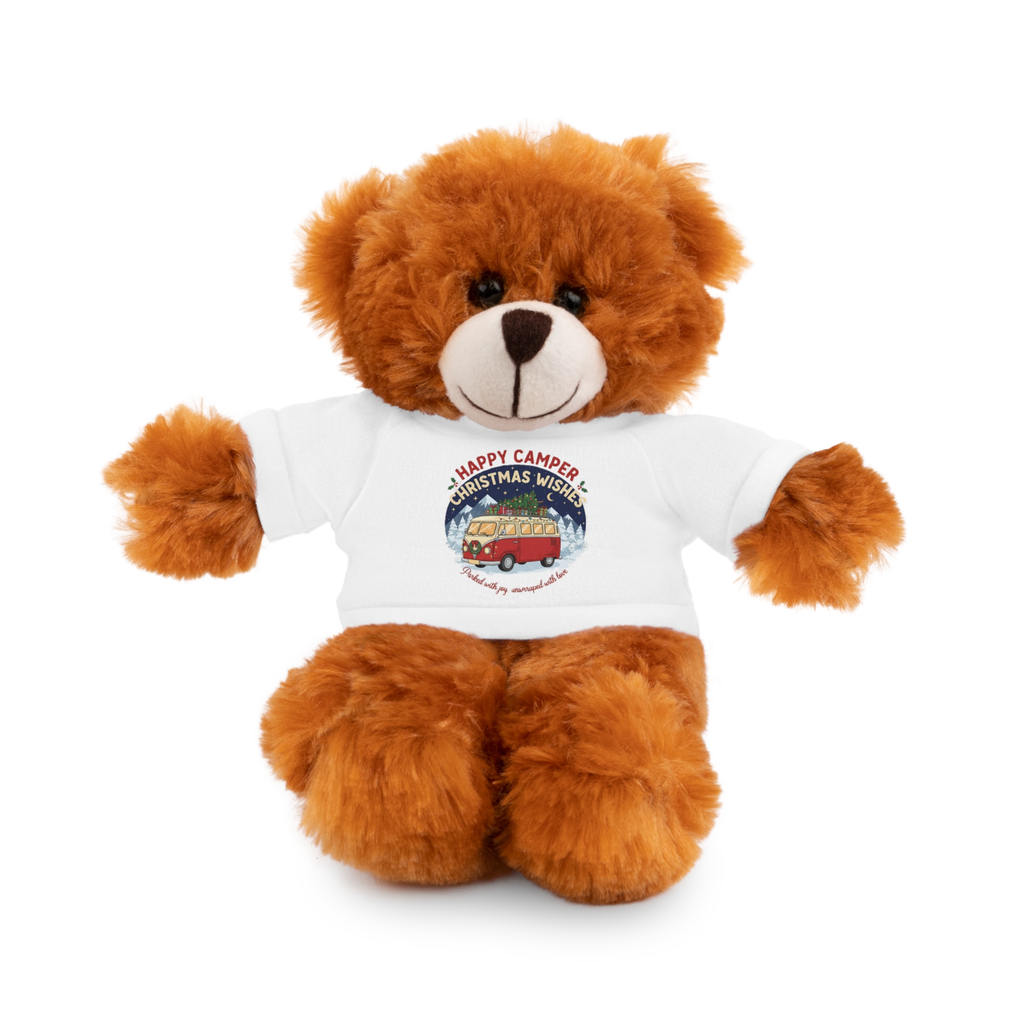 Happy Christmas Teddy Bear with 'Happy Camper Christmas Wishes' Tee