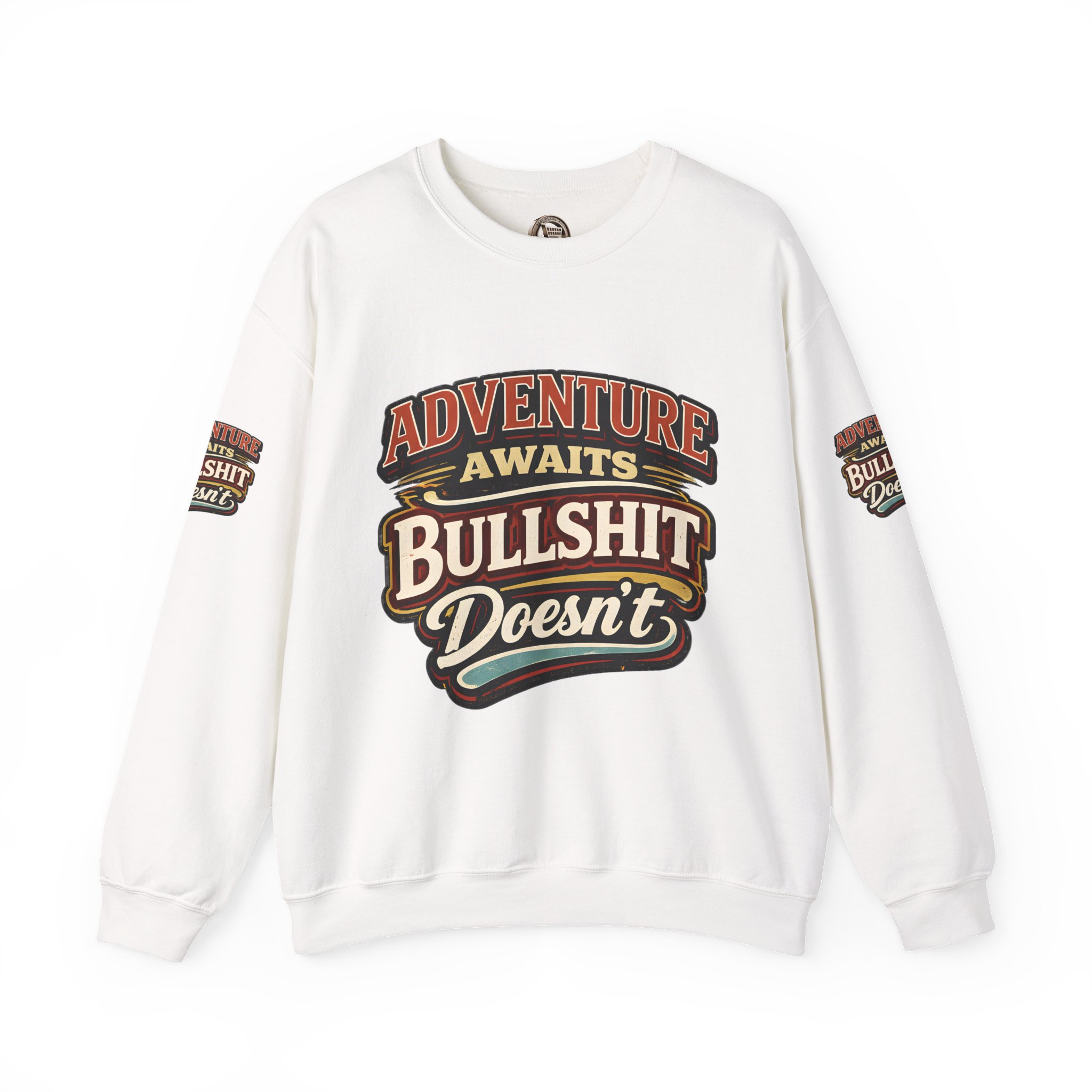 Unisex Heavy Blend™ Crewneck Sweatshirt — "Adventure Awaits" Design F**K-Line