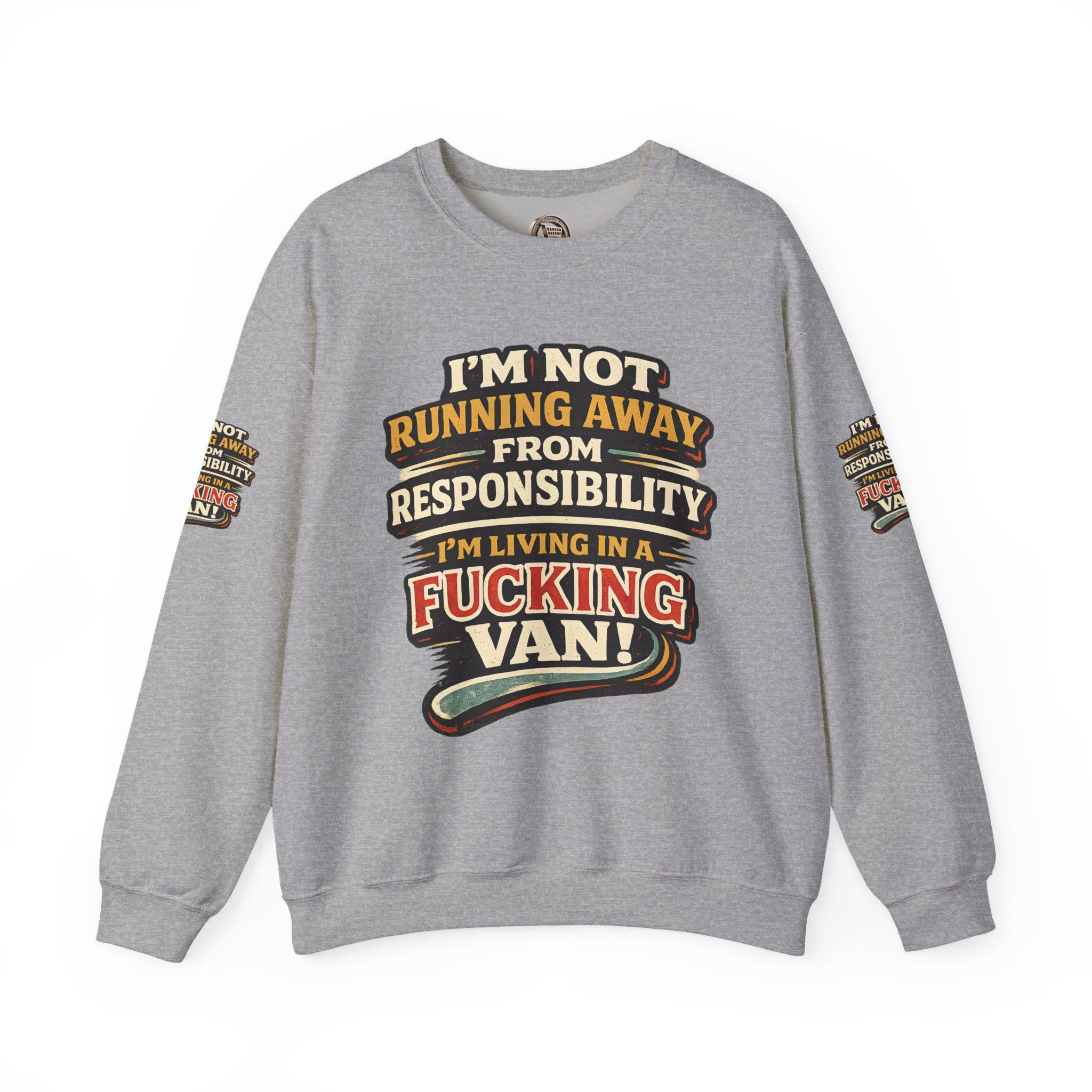 14558954209304449241_2048.jpeg Unisex Heavy Blend™ Crewneck Sweatshirt — "I`m Not running Away" Design F**K-Line