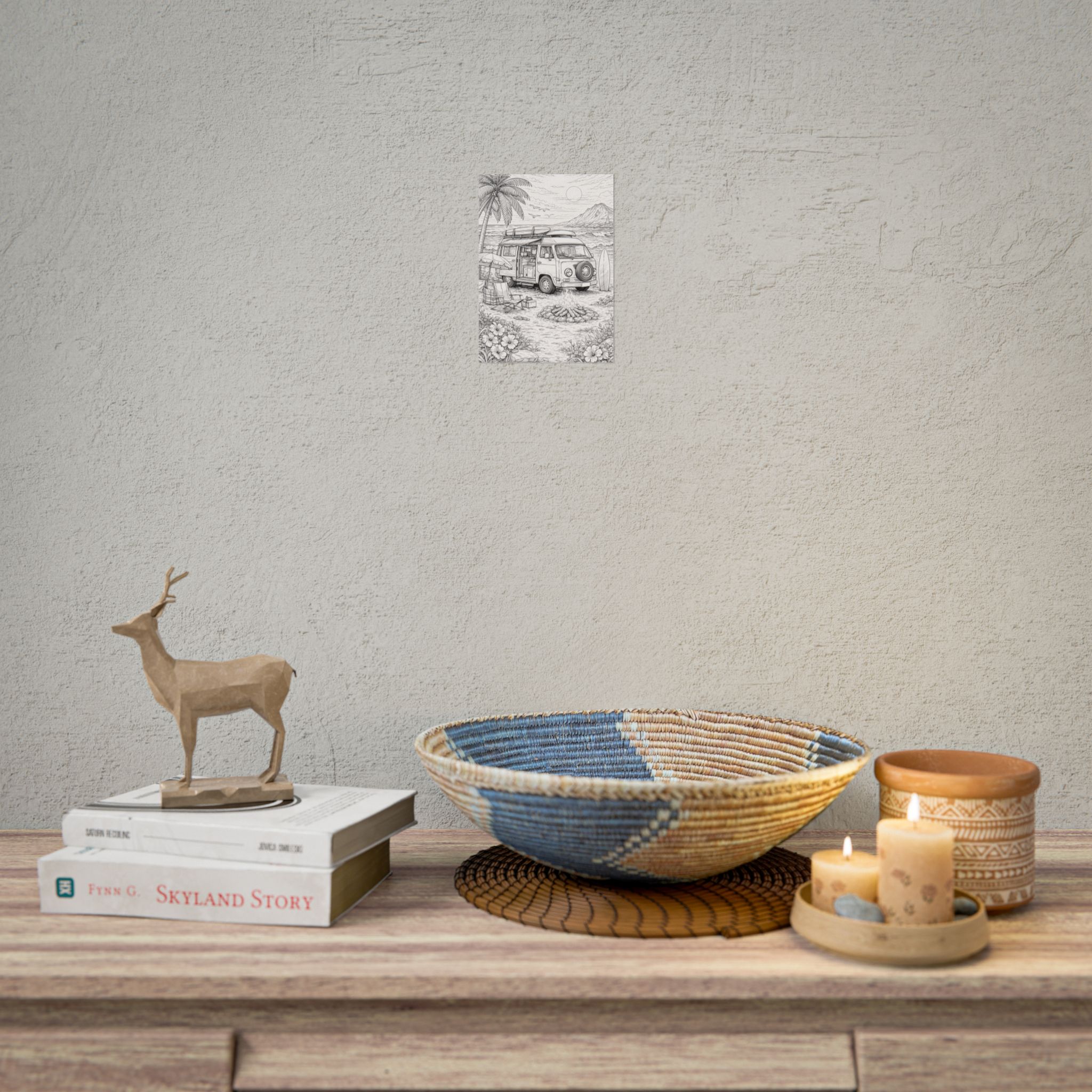 Campervan Poster — Vintage RV Camping Landscape Wall Art