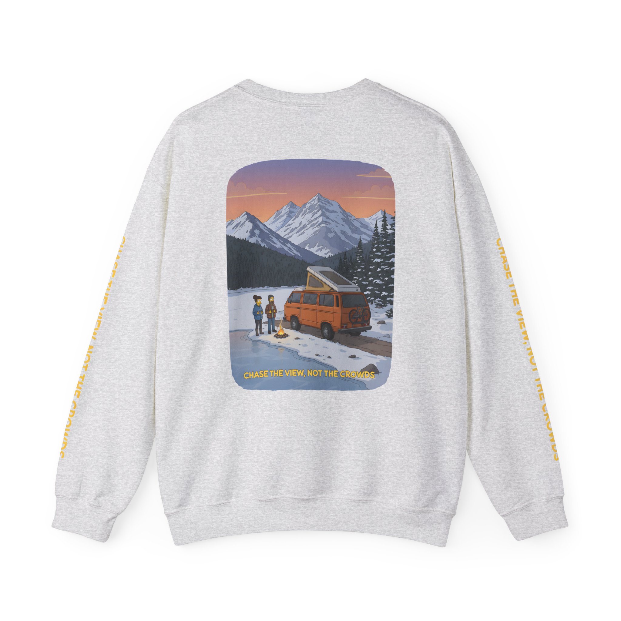 Unisex Heavy Blend™ Crewneck Sweatshirt — "Chase The Views-Not The Crowds"" Design Sitcom-Line