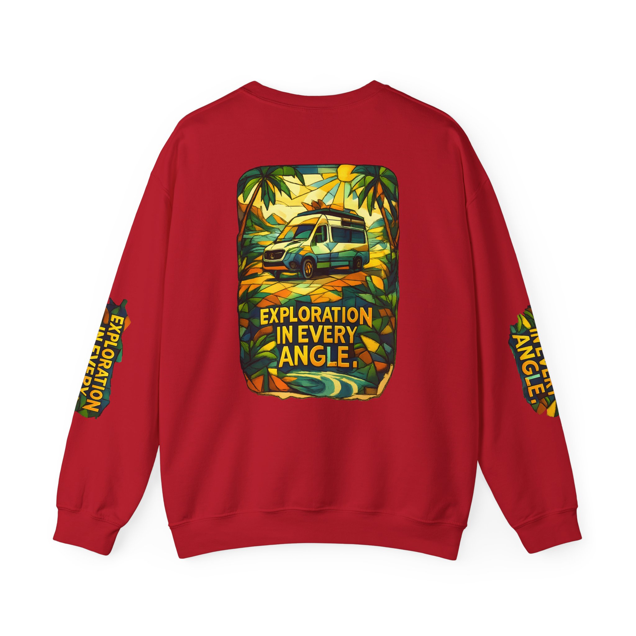 Unisex Heavy Blend™ Crewneck Sweatshirt — "Exploration In Every Angle" Design Cubic-Line