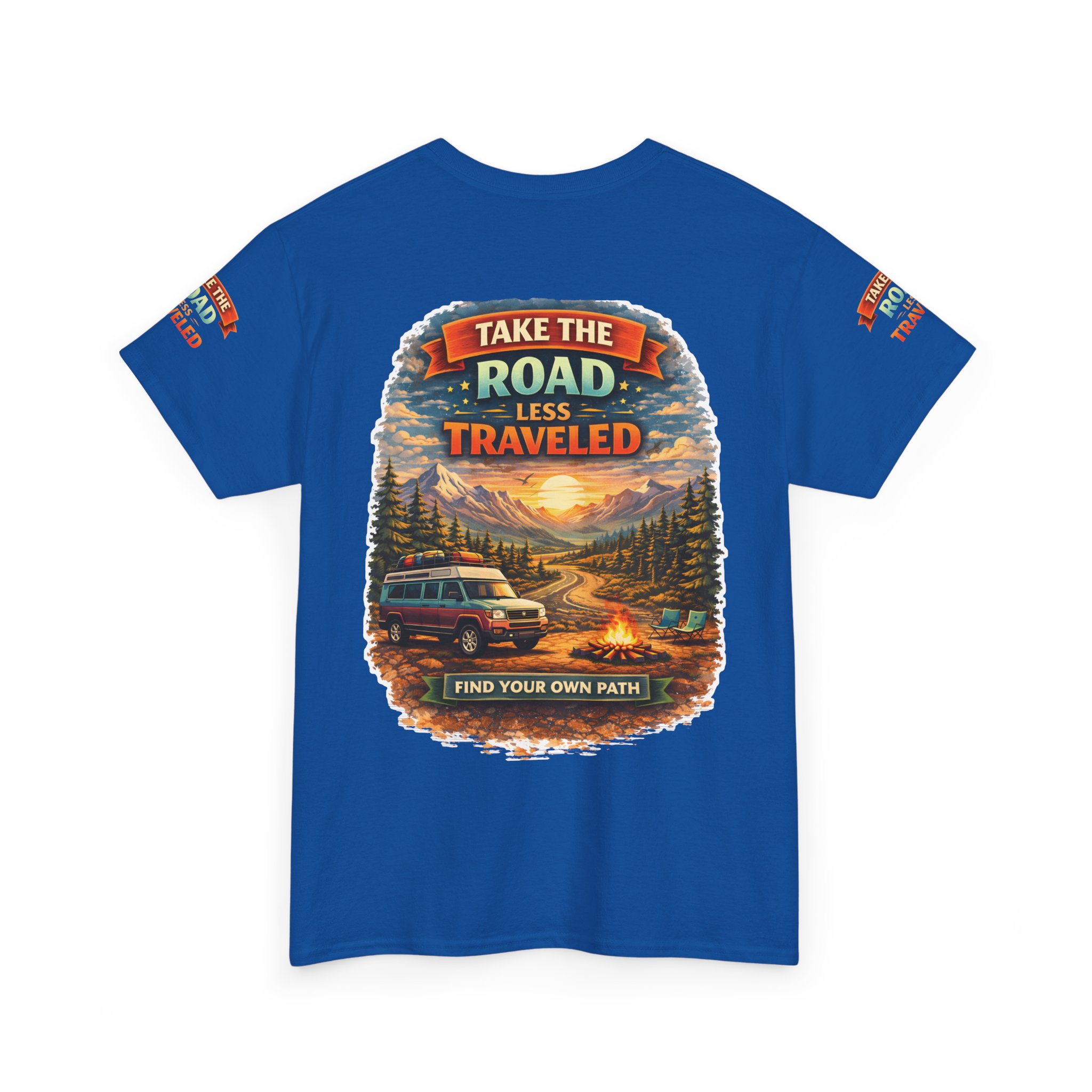 Unisex Heavy Cotton Tee — "Take The Road Less Traveled" Design Scenic-Line