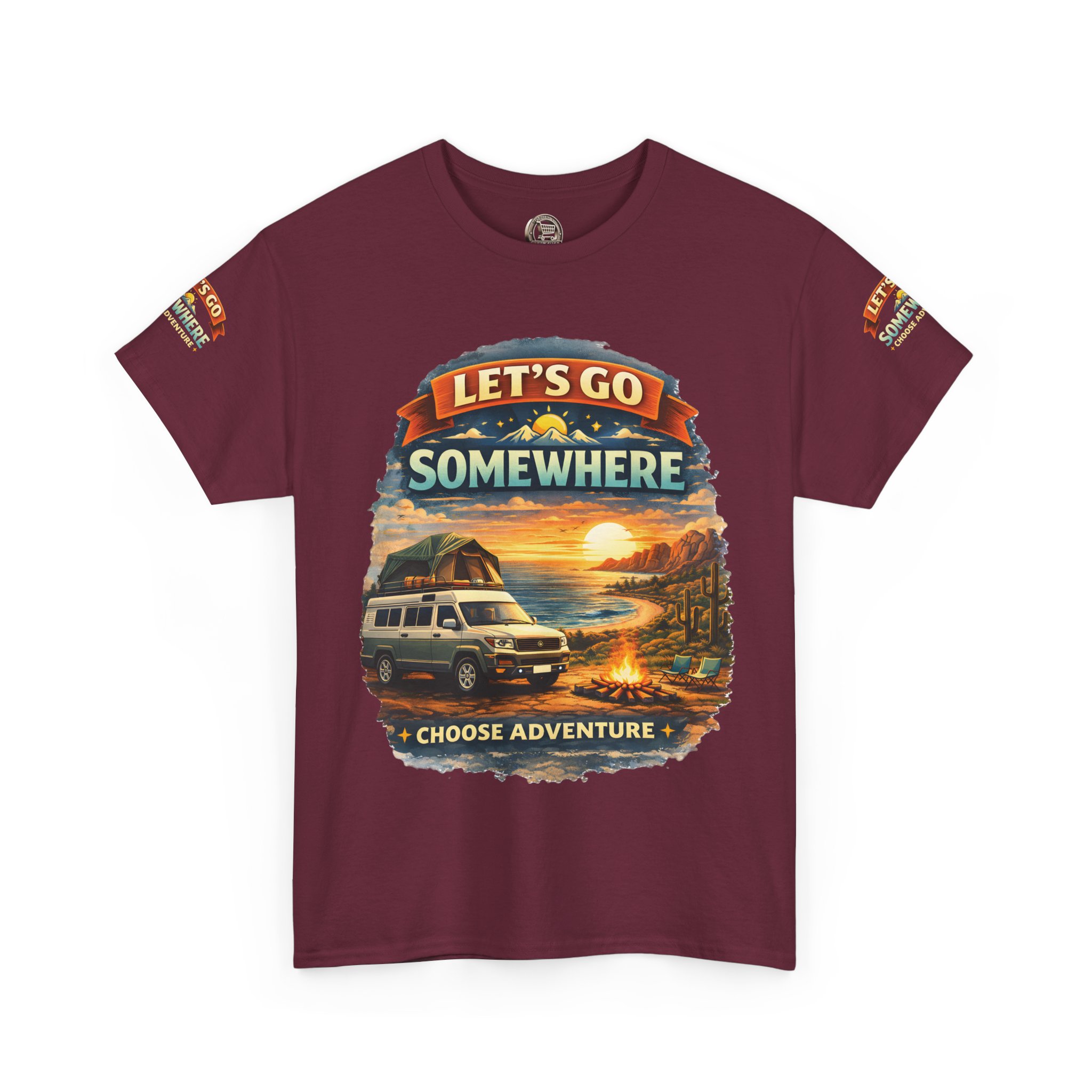 Unisex Heavy Cotton Tee — "Lets Go Somewhere" Design Scenic-Line