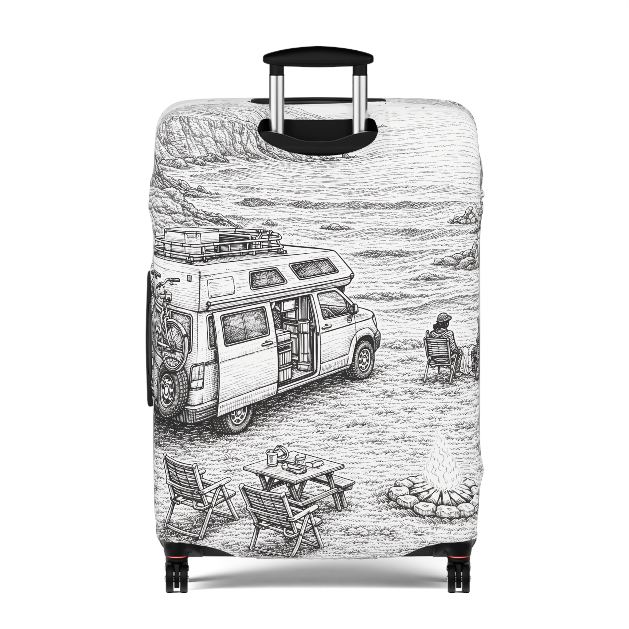 Luggage Cover — Adventure Camper Sketch Travel Suitcase