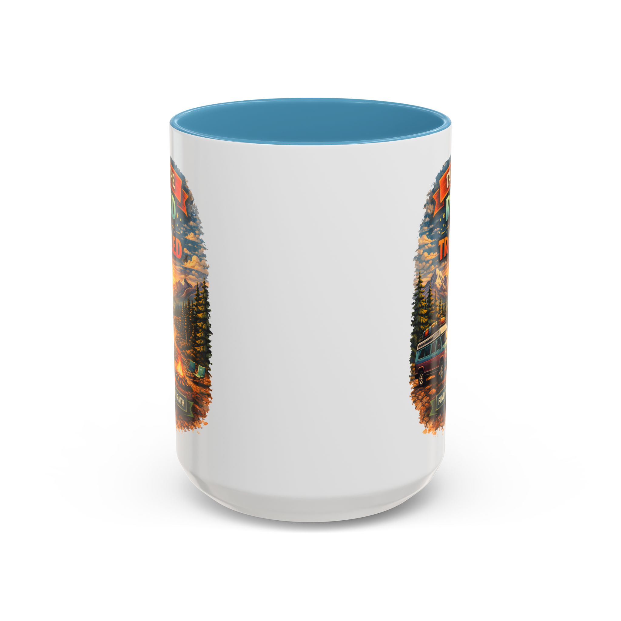 14587880803830573081_2048.jpeg Accent Coffee Mug (11, 15oz) — "Take The Road Less Traveled" Design Scenic-Line