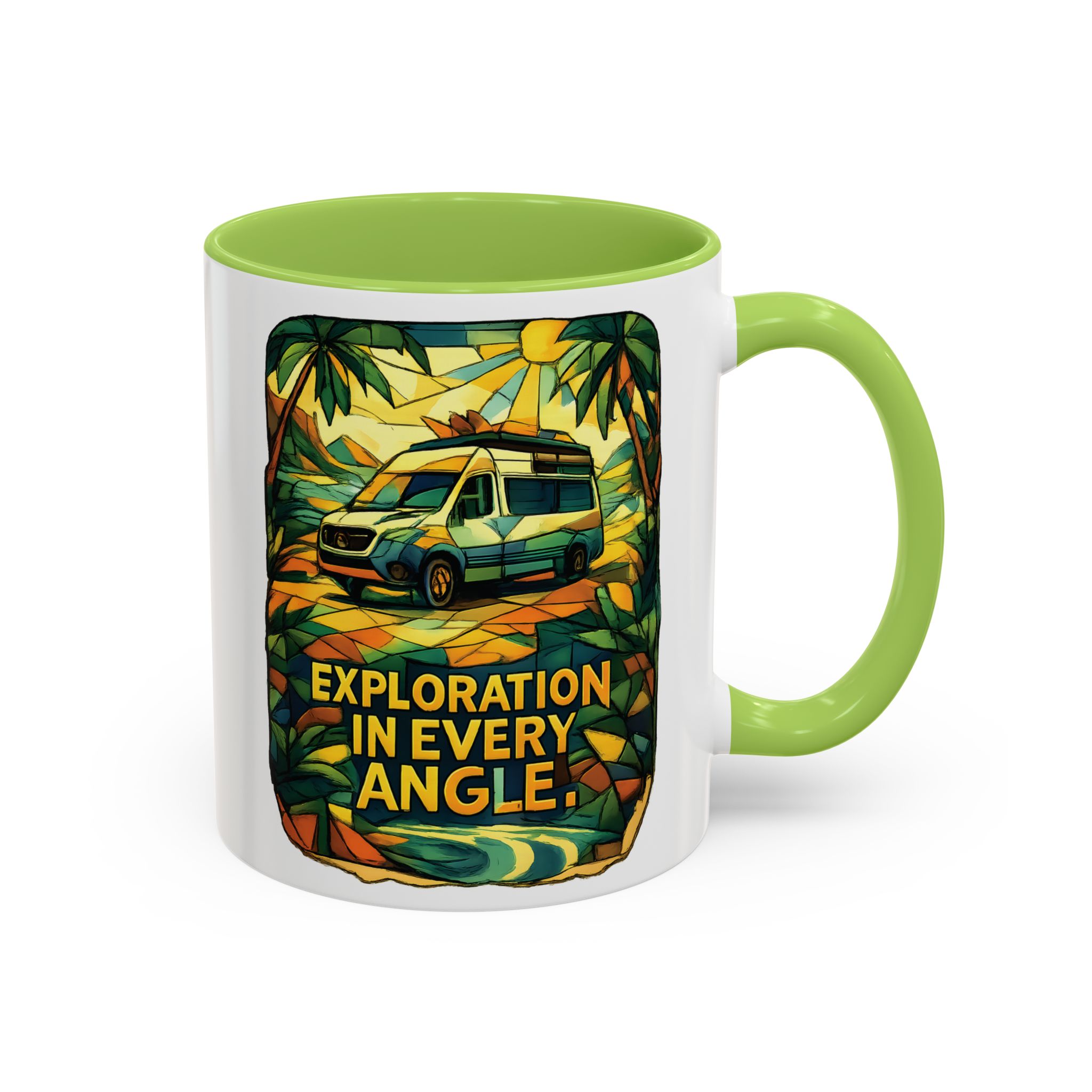Accent Coffee Mug (11, 15oz) — "Exploration In Every Angle" Design Cubic-Line