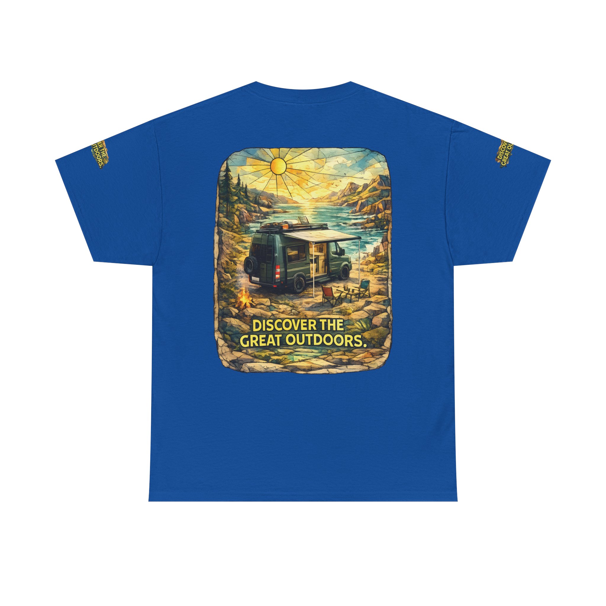 Unisex Heavy Cotton Tee — "Discover The Great Outdoors" Design Cubic-Line