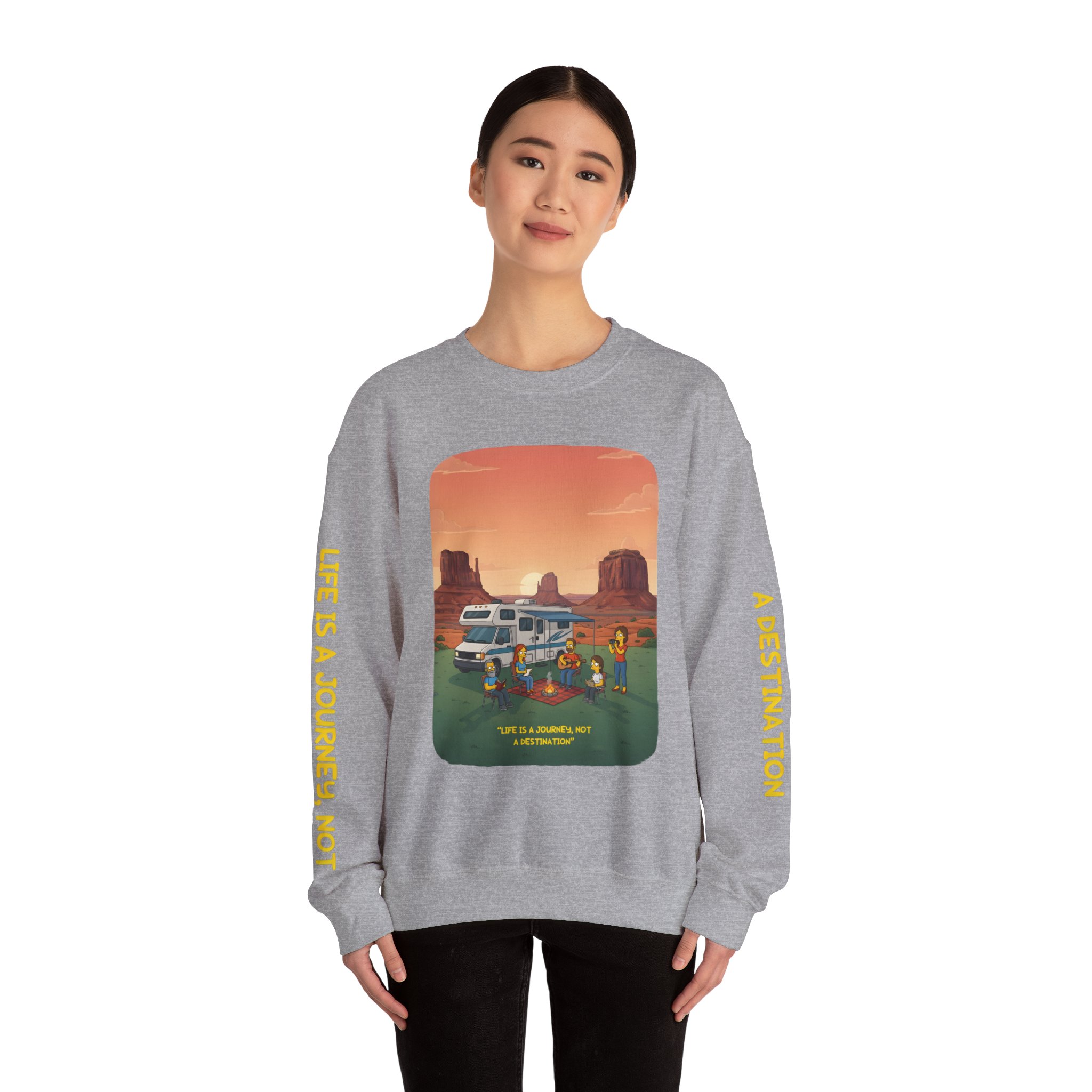 Unisex Heavy Blend™ Crewneck Sweatshirt — "Life Is A Journey-Not A Destination" Design Sitcom-Line