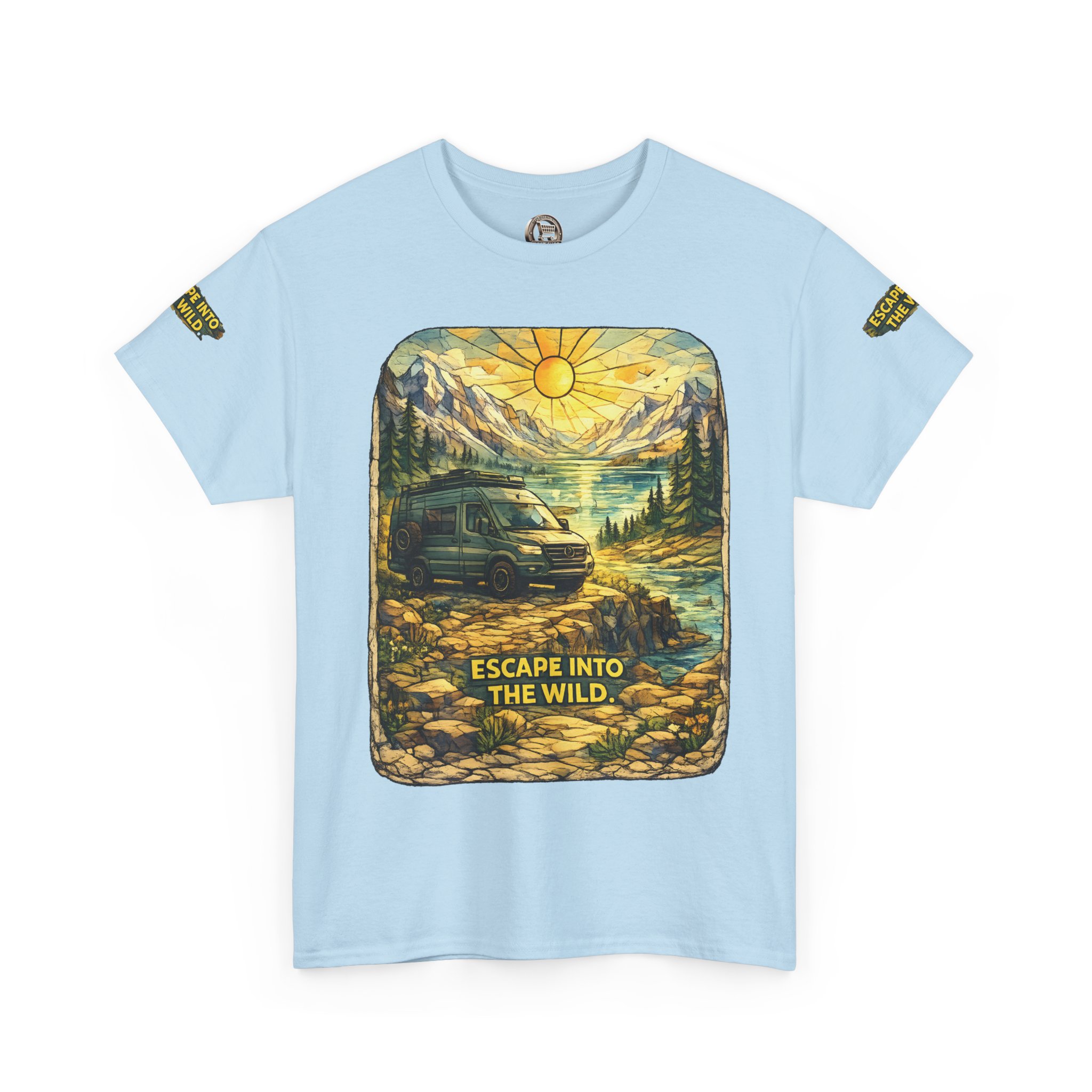 Unisex Heavy Cotton Tee — "Escape Into The Wild" Design Cubic-Line