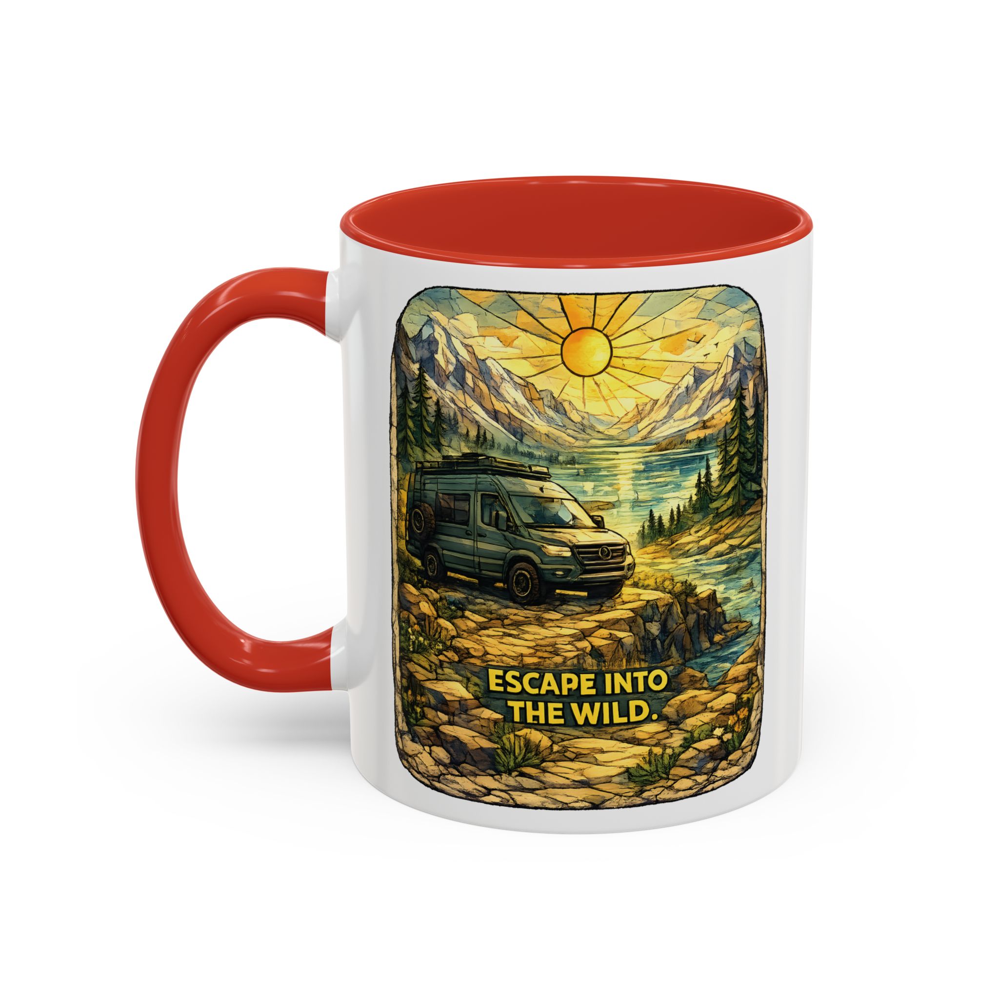 Accent Coffee Mug (11, 15oz) — "Escape Into The Wild" Design Cubic-Line