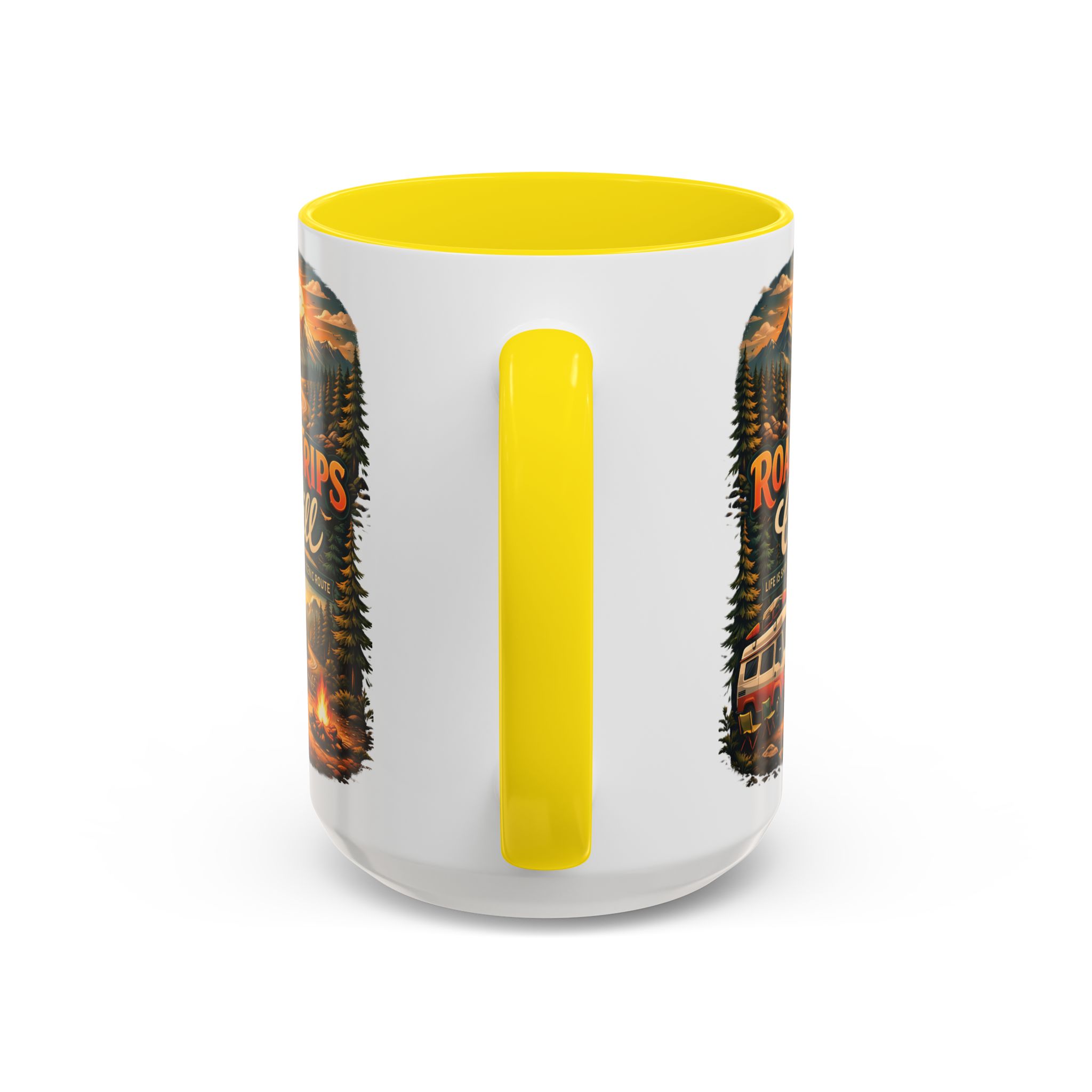 Accent Coffee Mug (11, 15oz) — "Road Trips & Chill" Design Scenic-Line