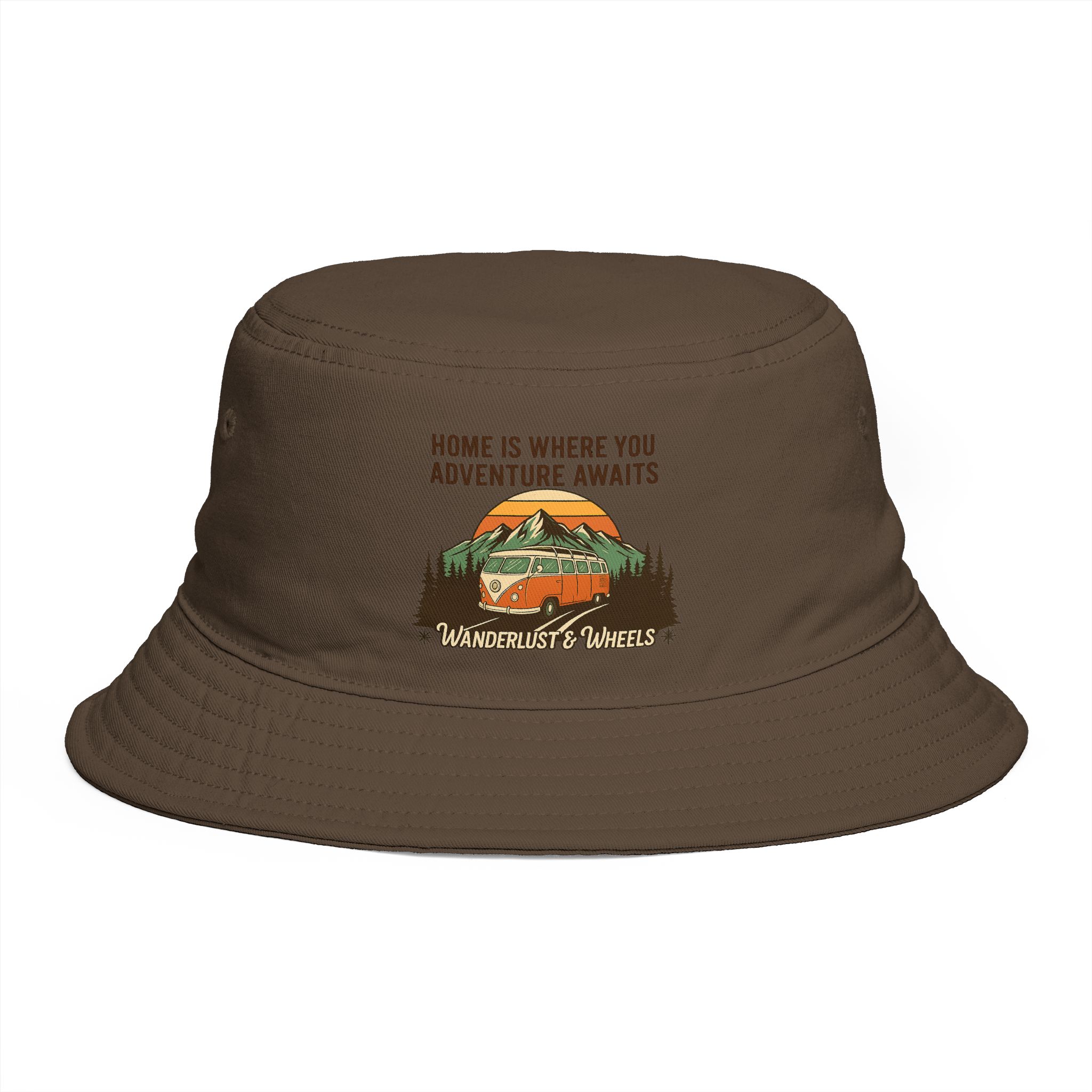Bucket Hat — Wanderlust Camper Design (“Home is Where You Adventure Awaits”)