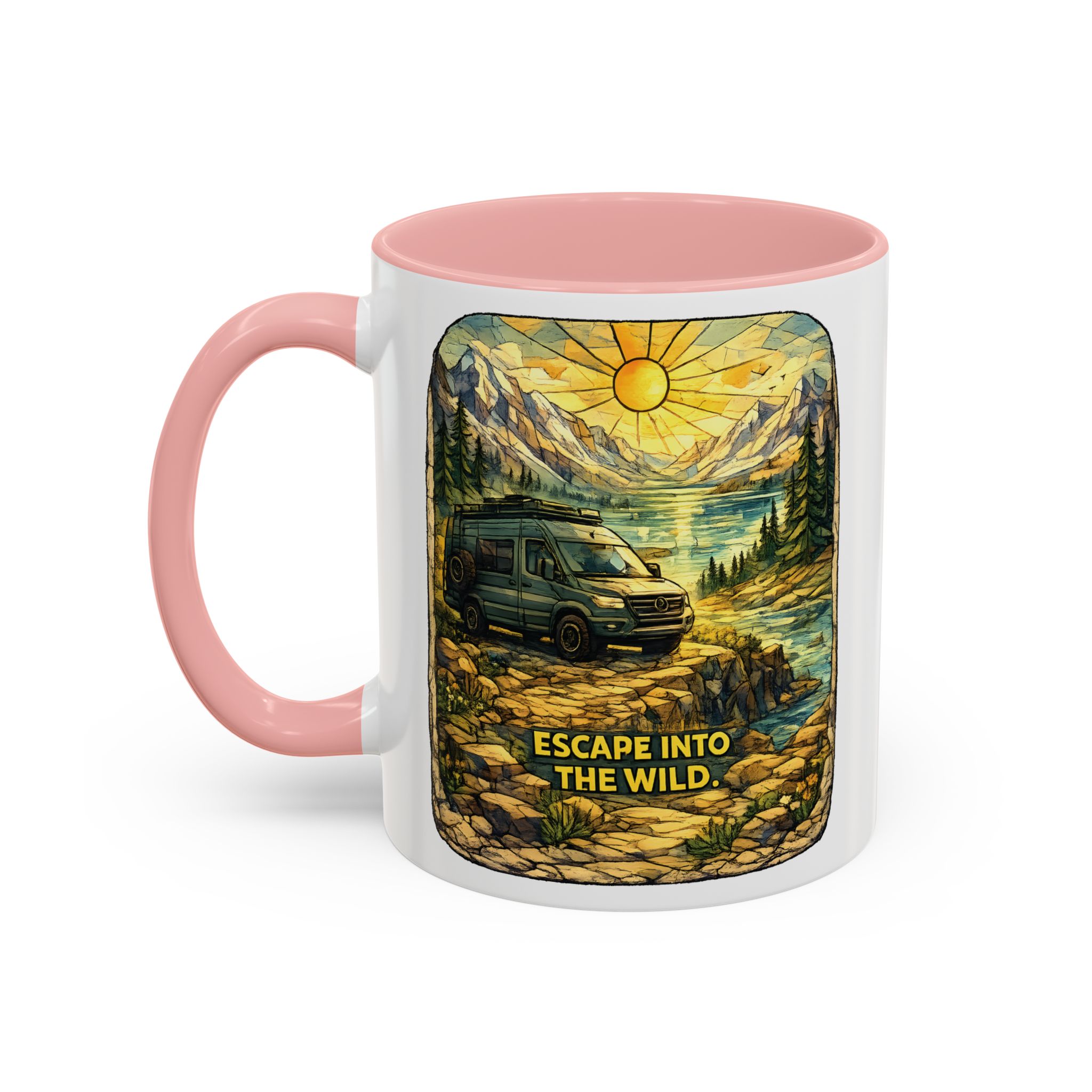 Accent Coffee Mug (11, 15oz) — "Escape Into The Wild" Design Cubic-Line