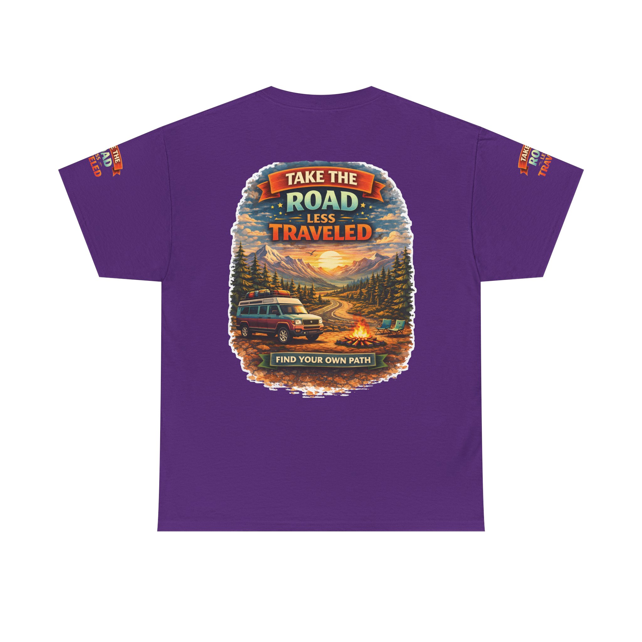 Unisex Heavy Cotton Tee — "Take The Road Less Traveled" Design Scenic-Line