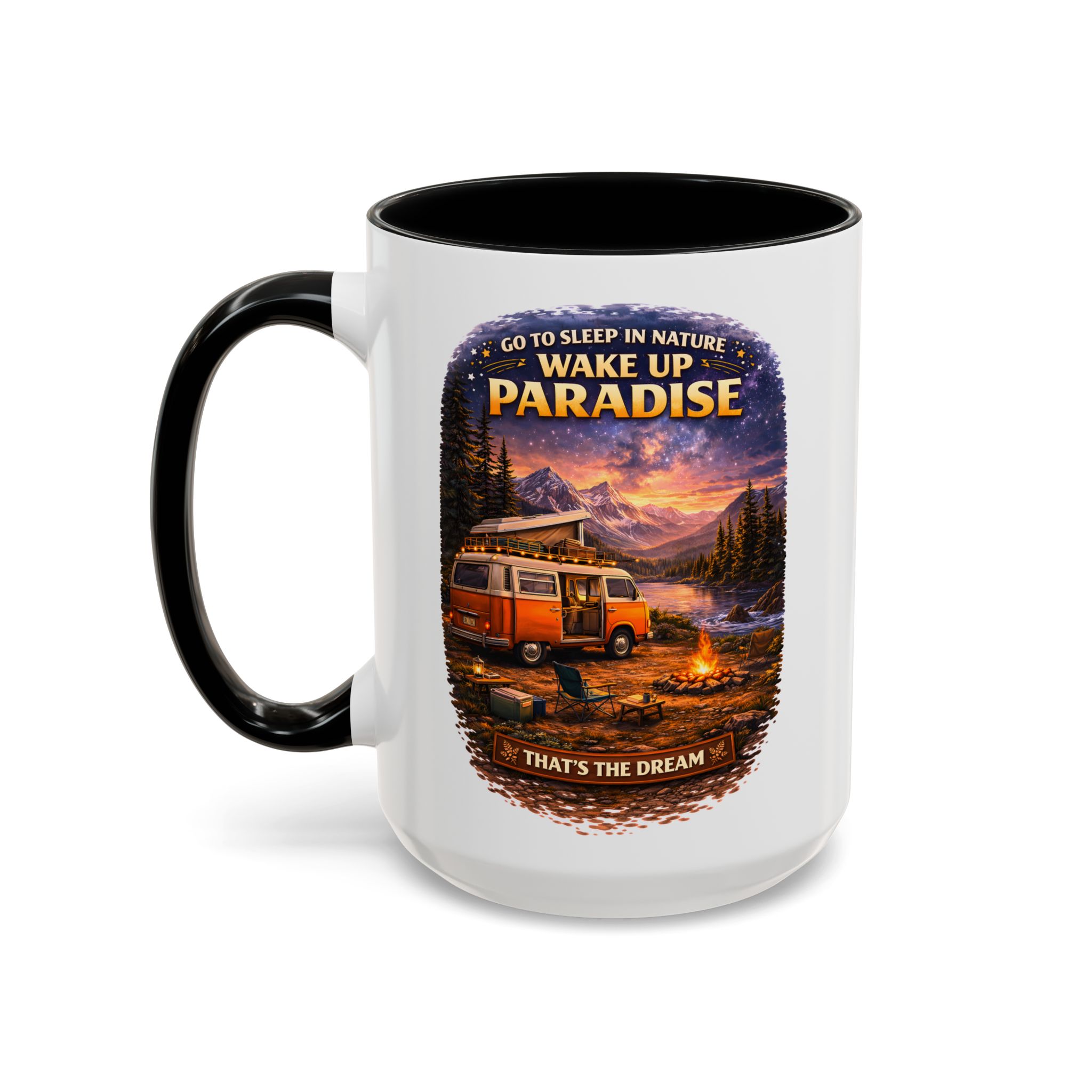 Accent Coffee Mug (11, 15oz) — "Go to Sleep in Nature" Design Scenic-Line