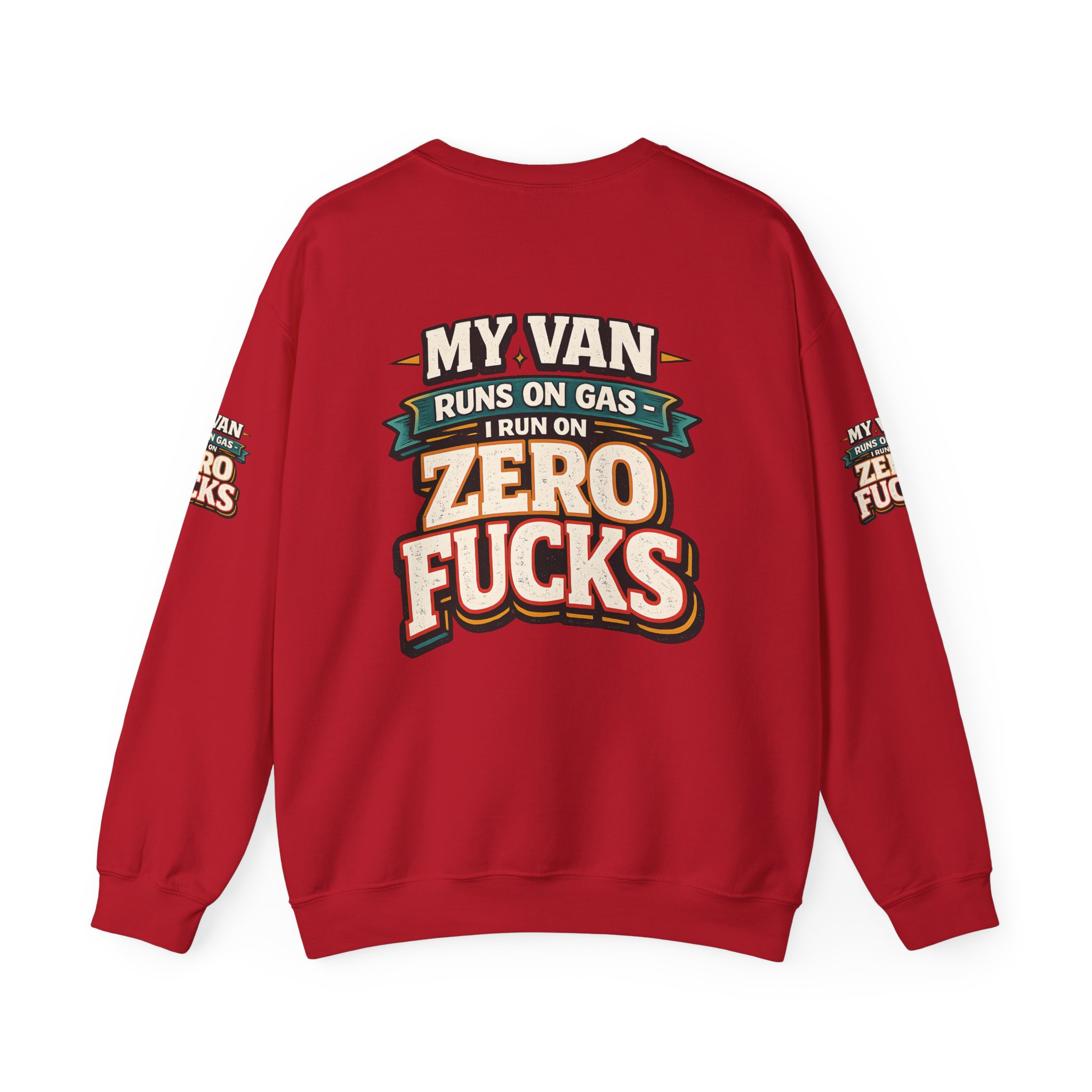 Unisex Heavy Blend™ Crewneck Sweatshirt — "My Van Runs On Gas" Design F**K-Line