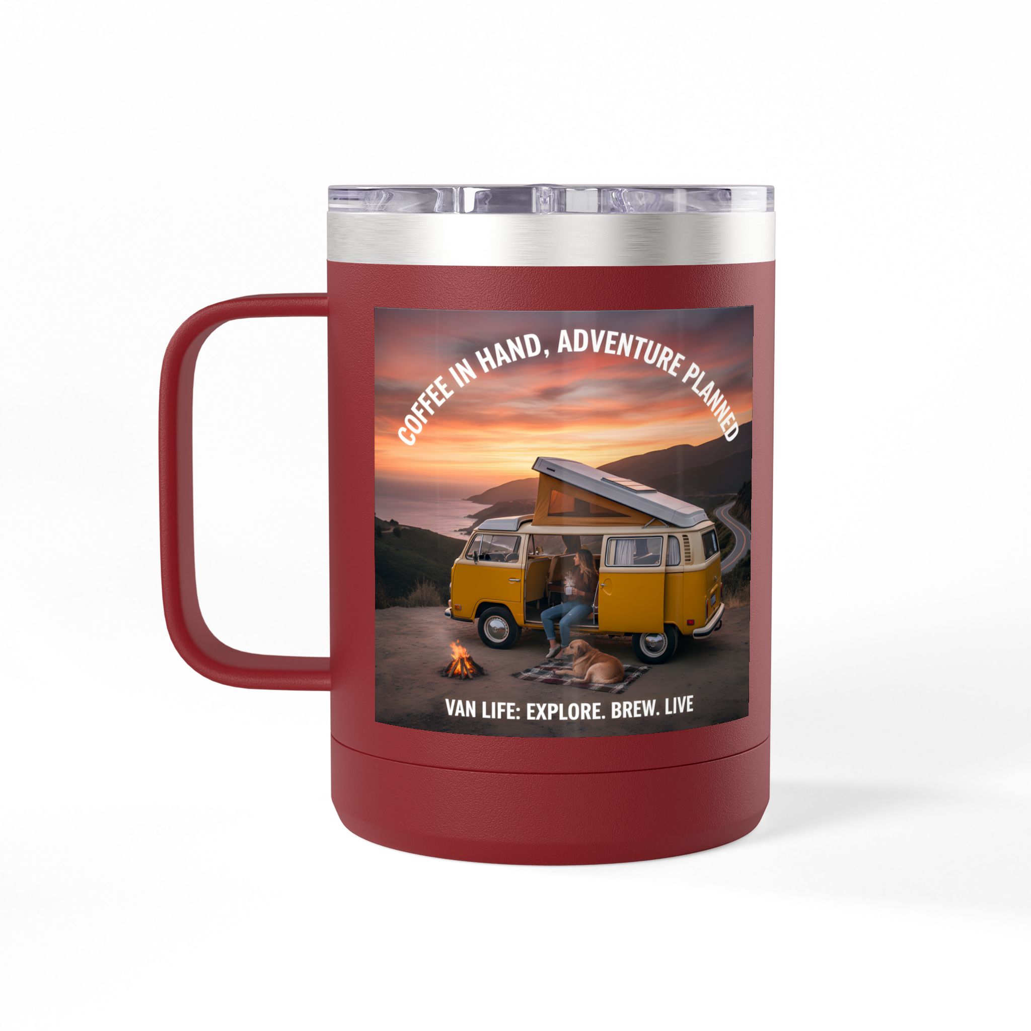 Coffee Mug Tumbler, 15oz — "Coffee in Hand, Adventure Planned"