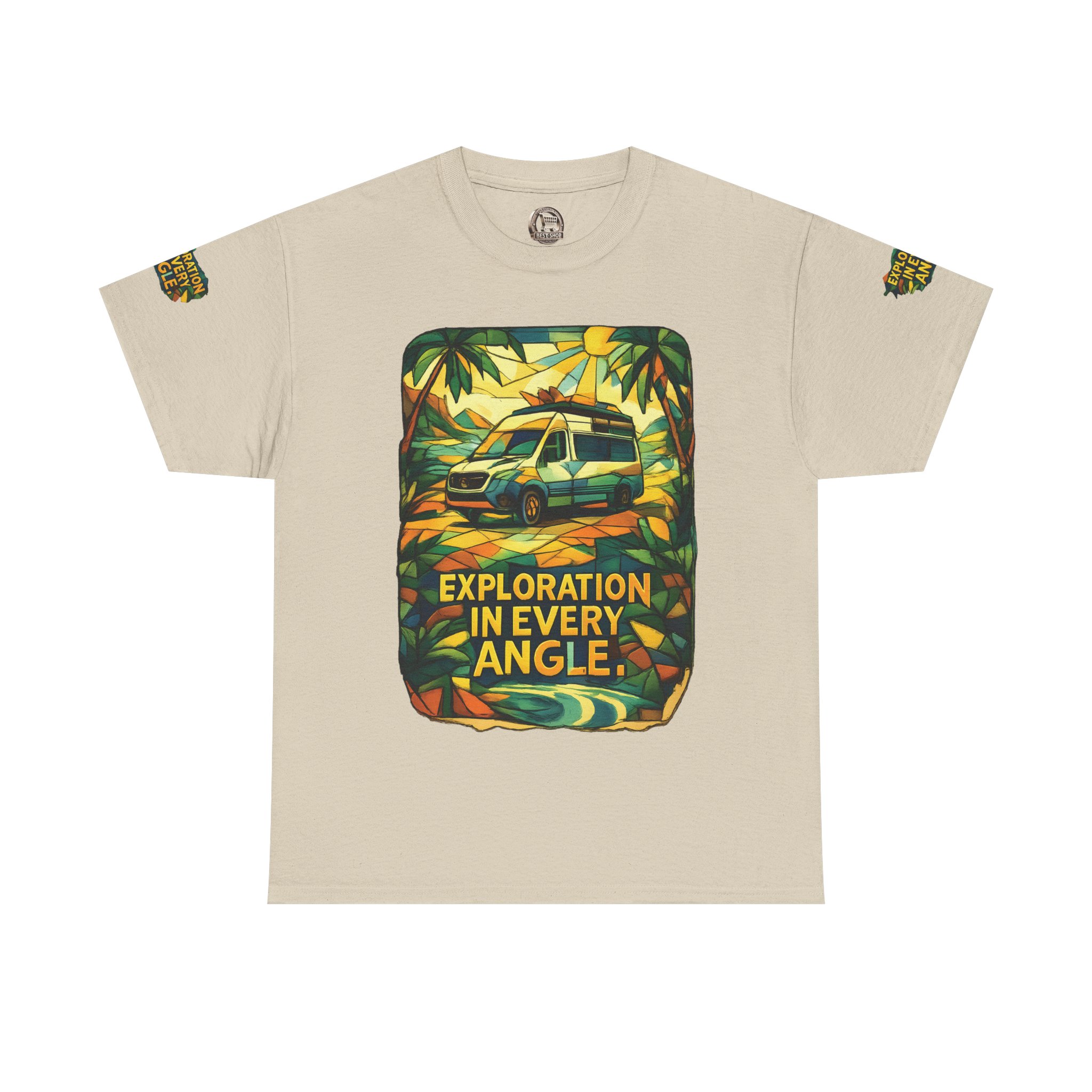 Unisex Heavy Cotton Tee — "Exploration In Every Angle" Design Cubic-Line